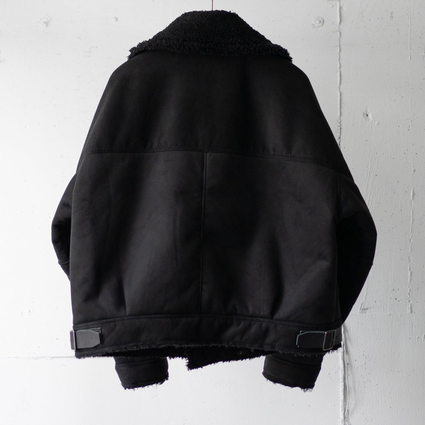 ANCELLM / VEGAN LEATHER BOA ZIP JACKET "BLACK"