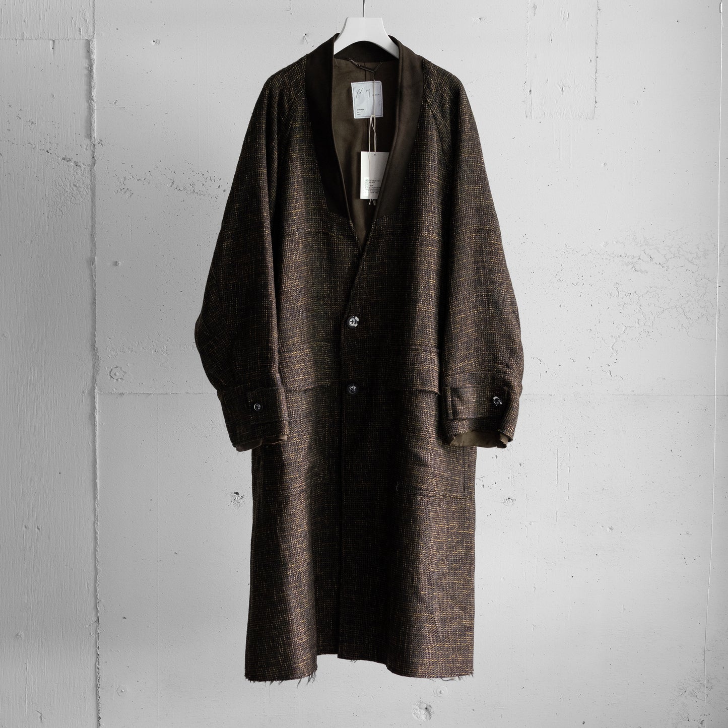 ANCELLM / TWEED COLLARLESS COAT "BROWN"