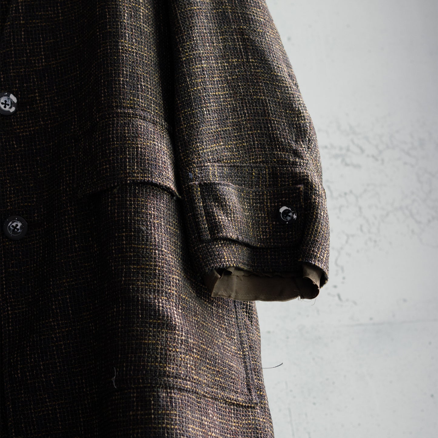 ANCELLM / TWEED COLLARLESS COAT "BROWN"