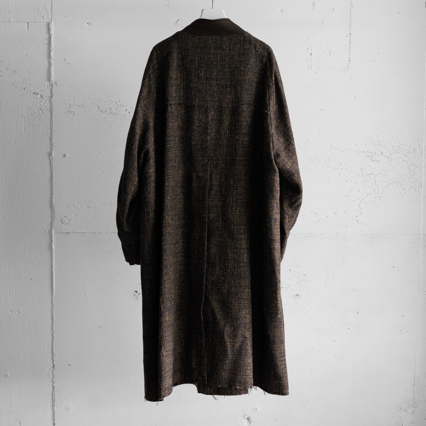 ANCELLM / TWEED COLLARLESS COAT "BROWN"