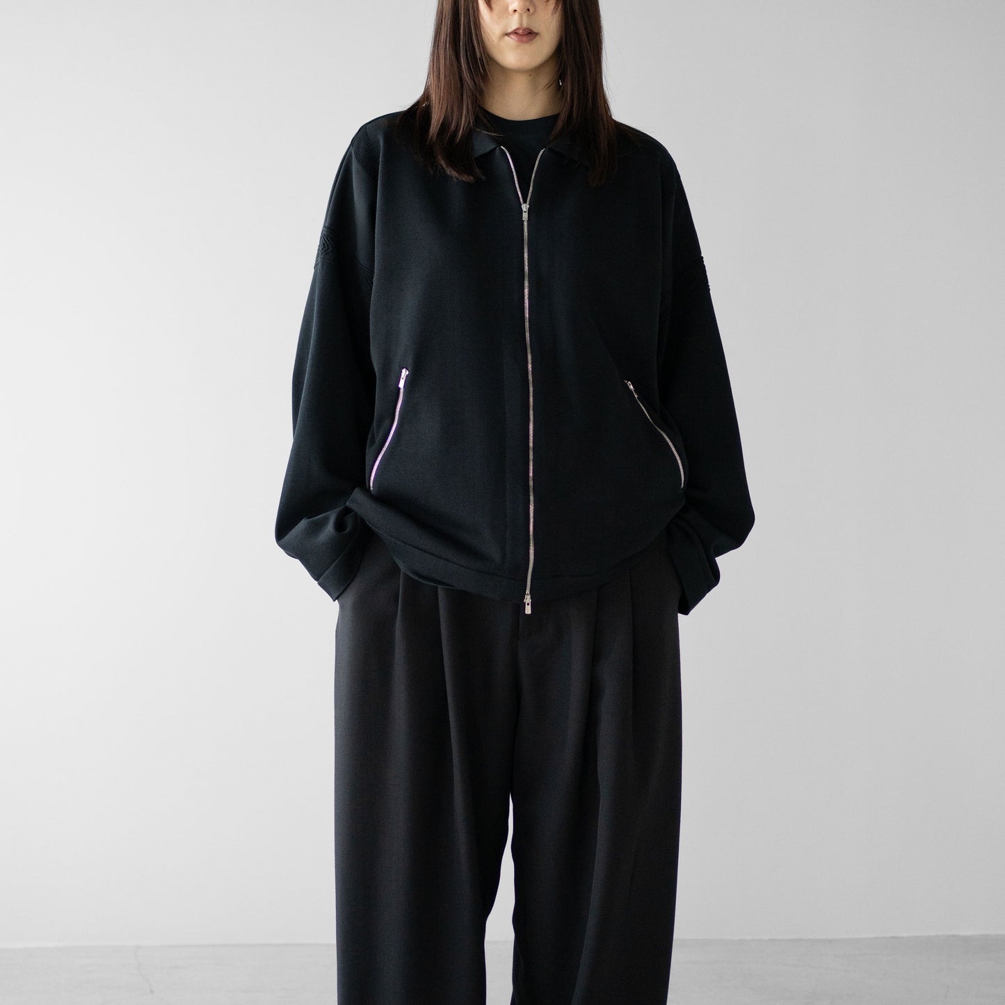 YASHIKI / -ex- Zip up knit blouson "BLACK"