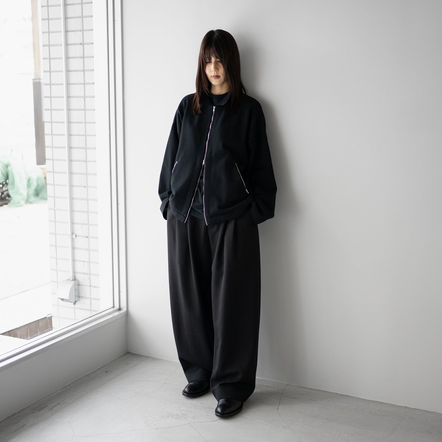 YASHIKI / -ex- Zip up knit blouson "BLACK"