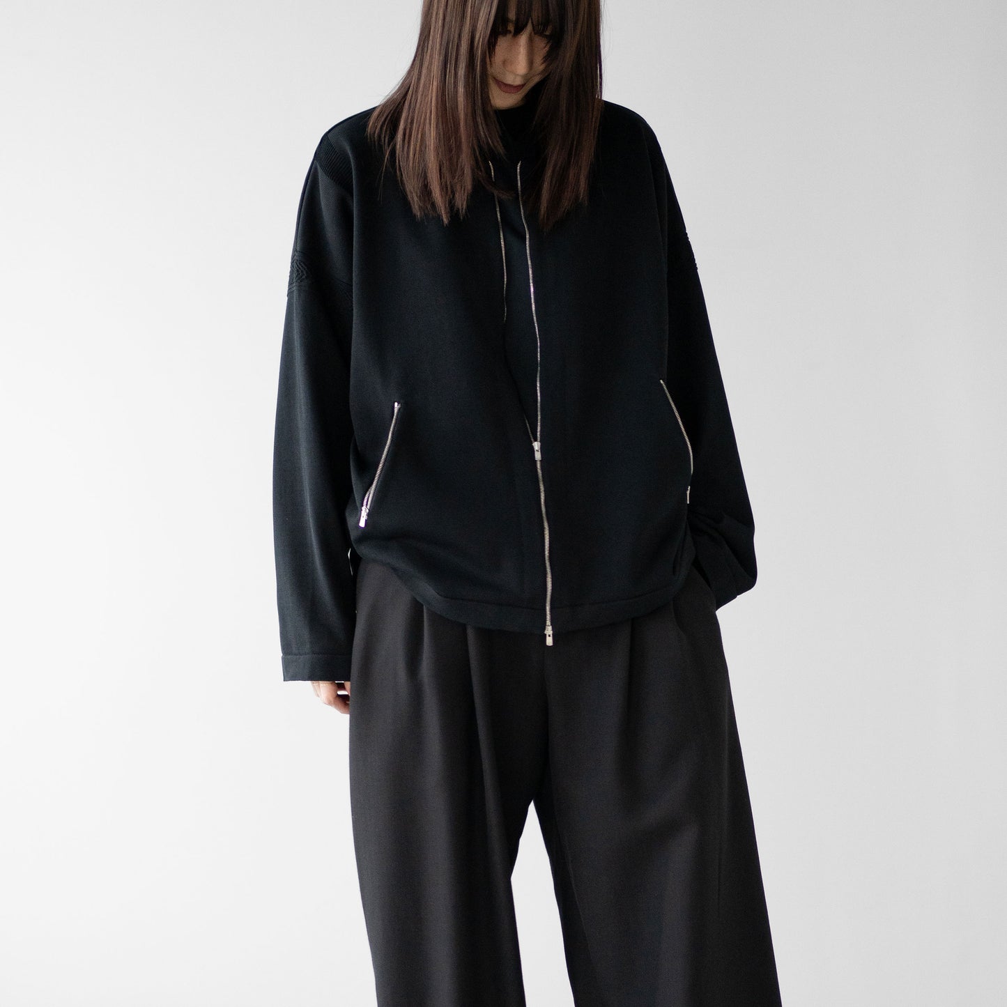 YASHIKI / -ex- Zip up knit blouson "BLACK"