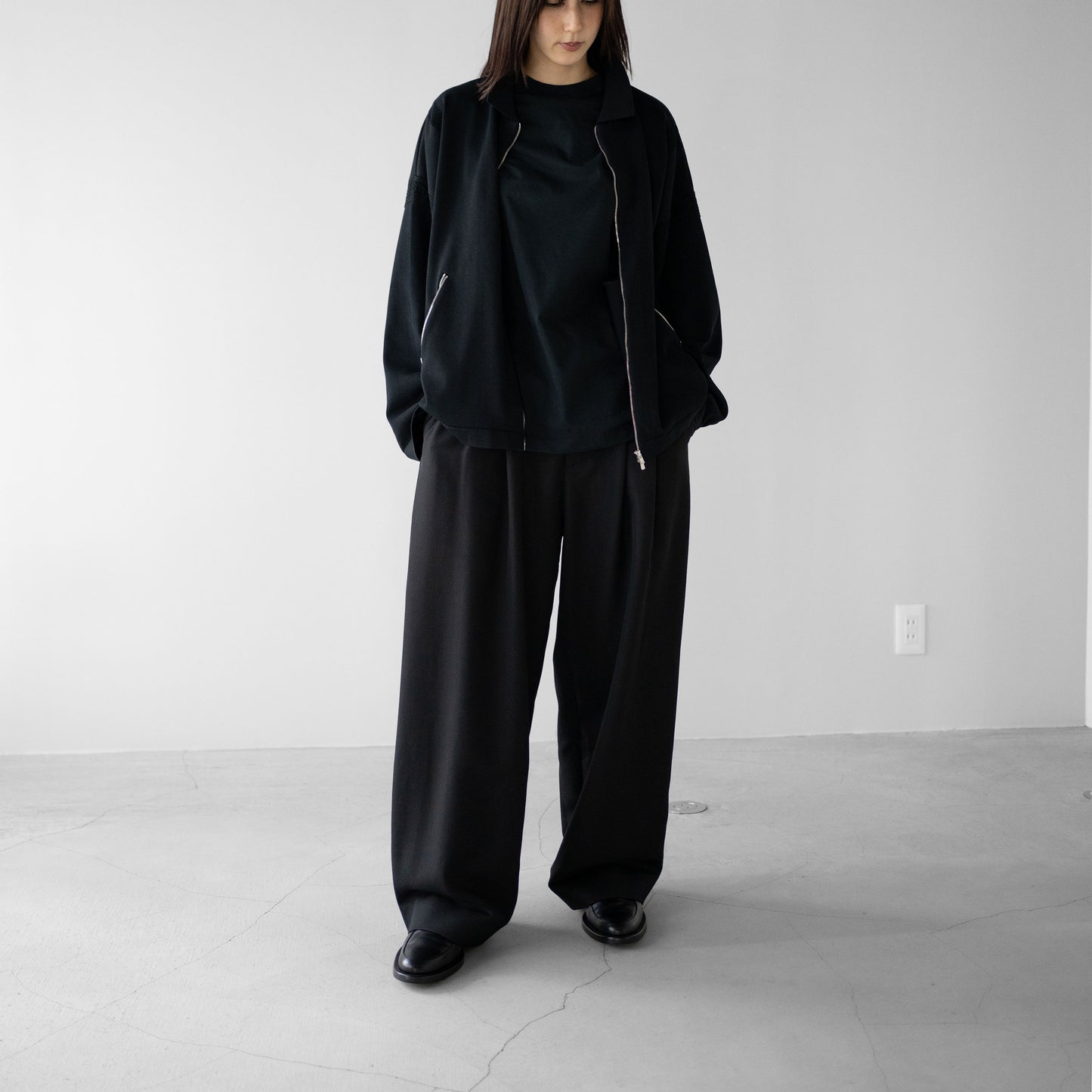 YASHIKI / -ex- Zip up knit blouson "BLACK"