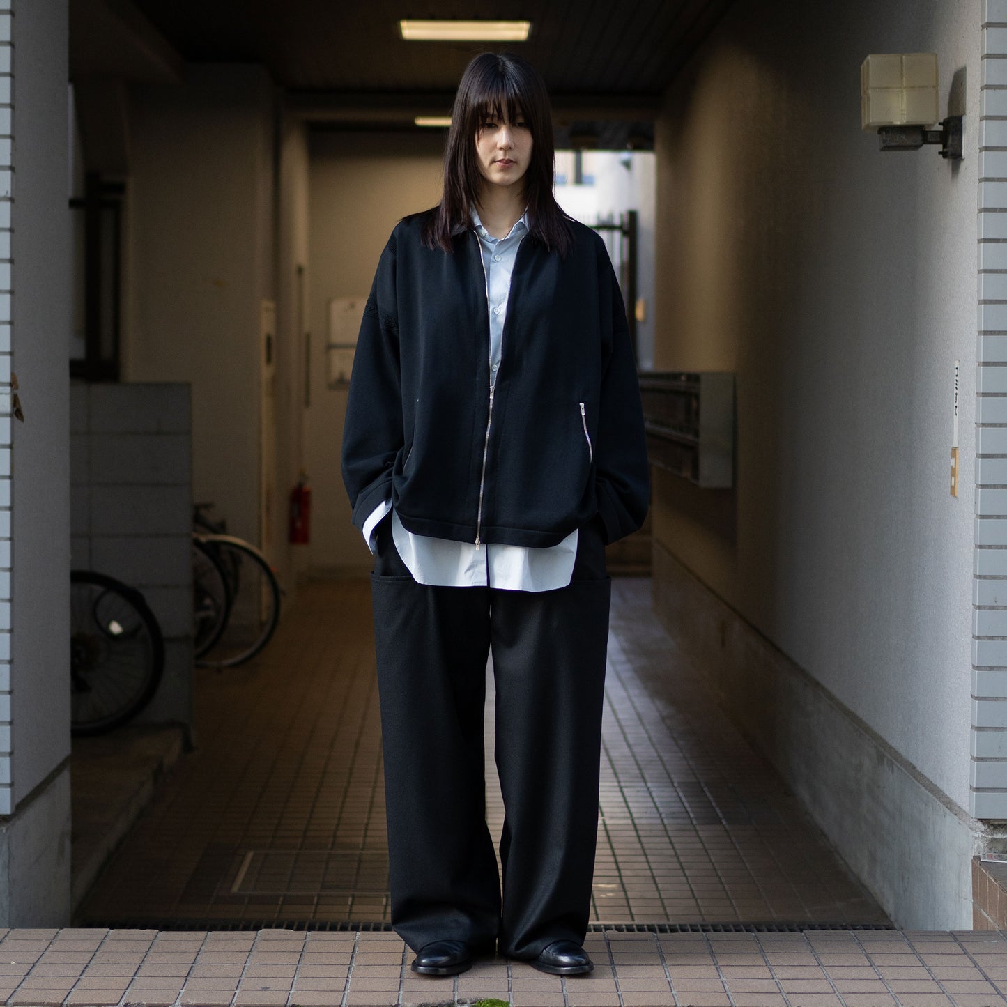 YASHIKI / -ex- Zip up knit blouson "BLACK"