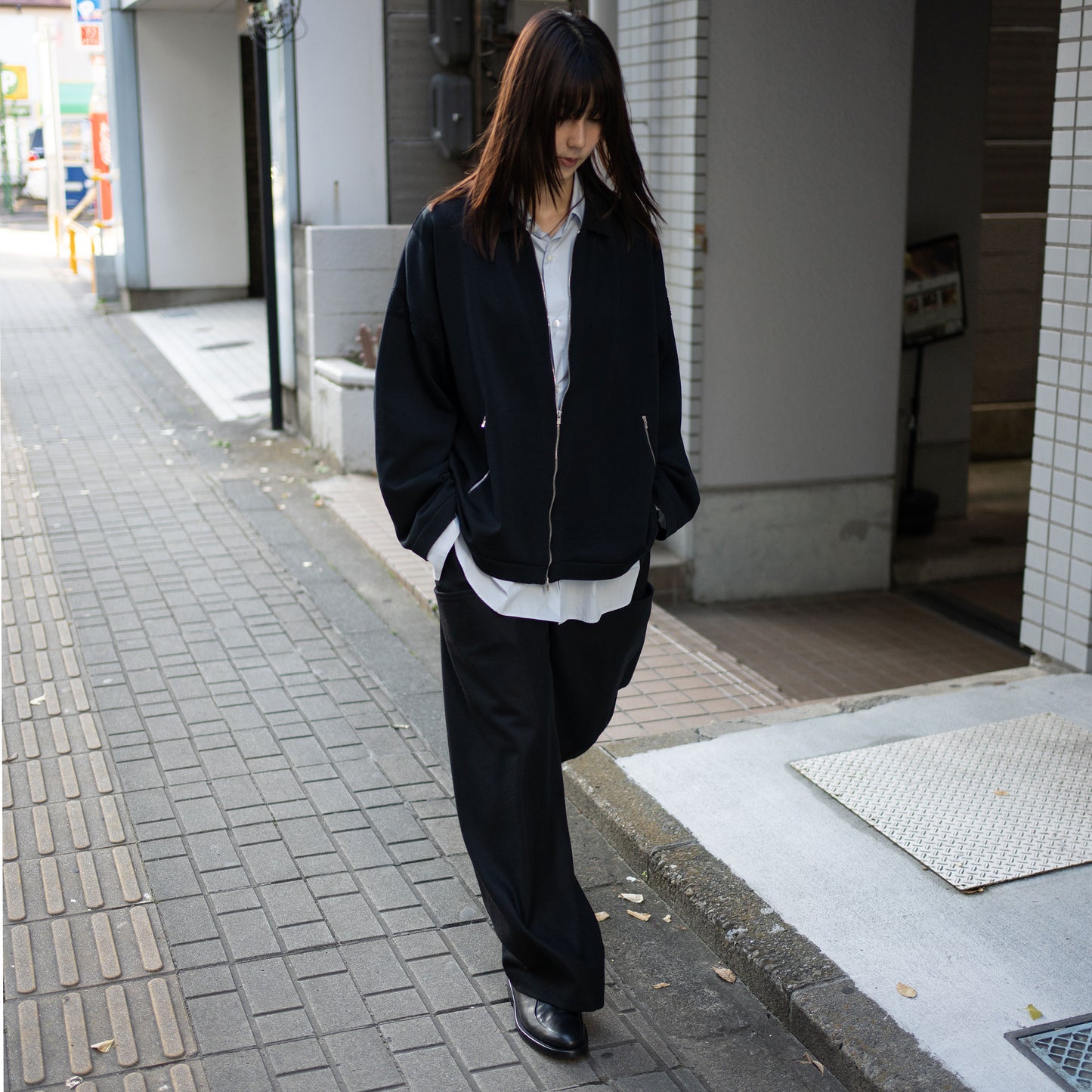 YASHIKI / -ex- Zip up knit blouson "BLACK"