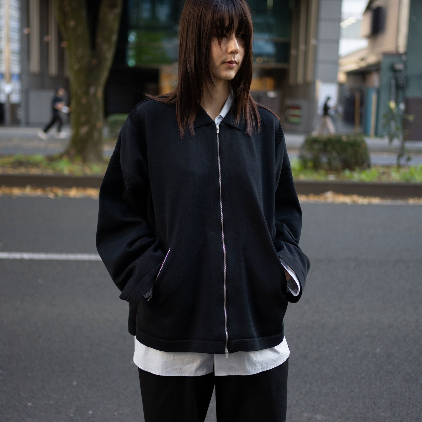 YASHIKI / -ex- Zip up knit blouson "BLACK"