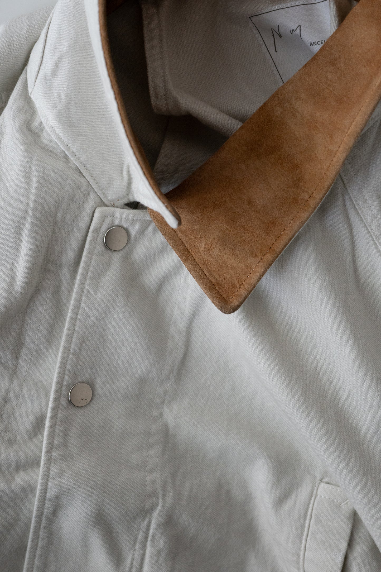 ANCELLM / AGING DENIM HALF JACKET "G.WHITE"