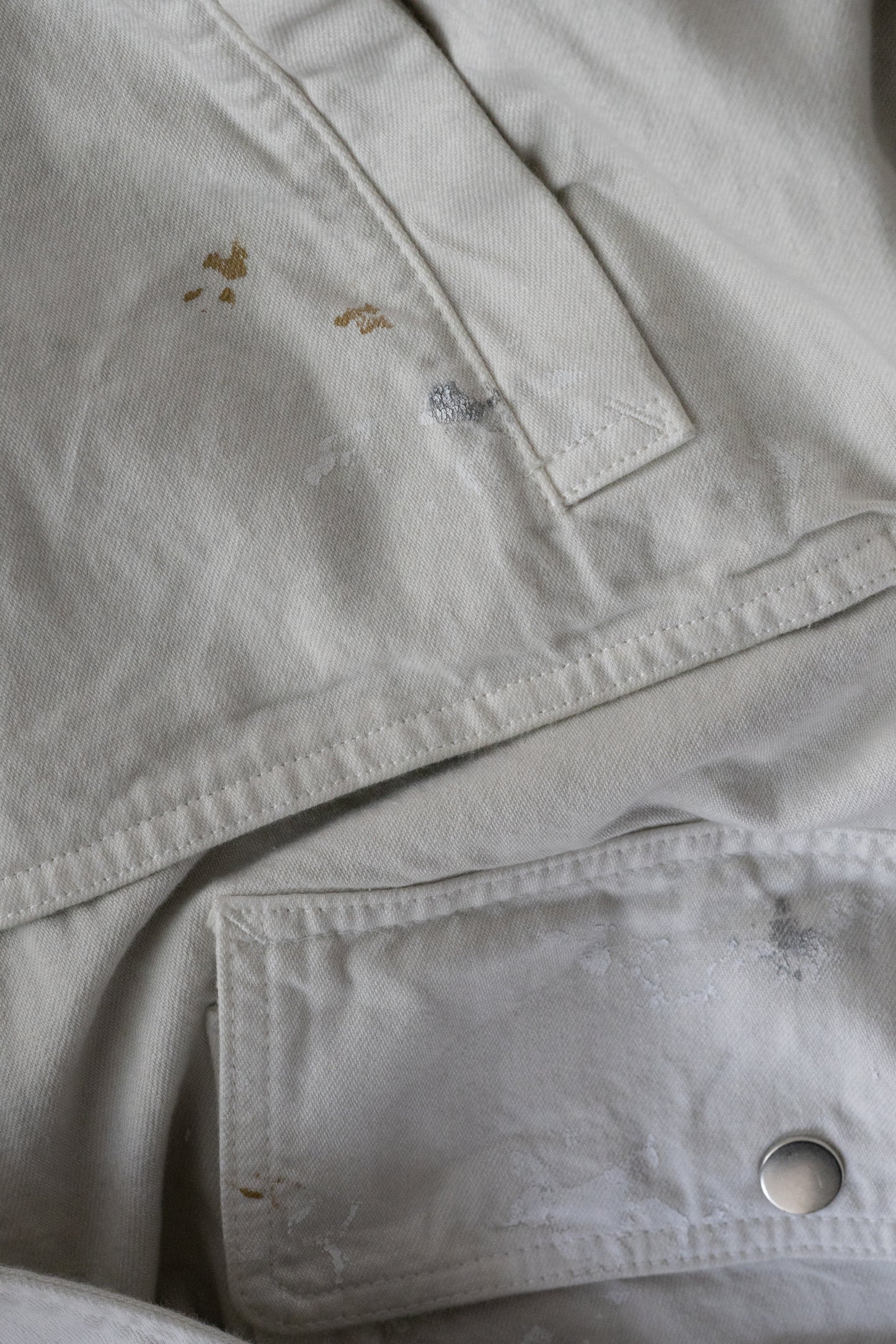 ANCELLM / AGING DENIM HALF JACKET "G.WHITE"