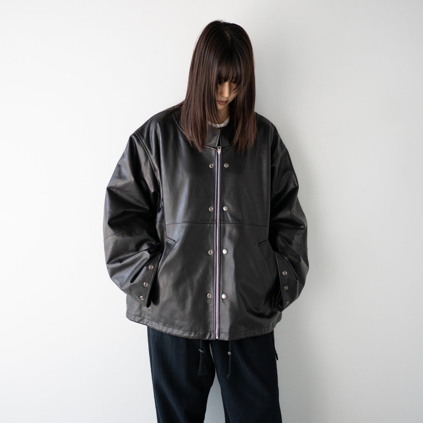 barbell object / leather ns jkt "black"