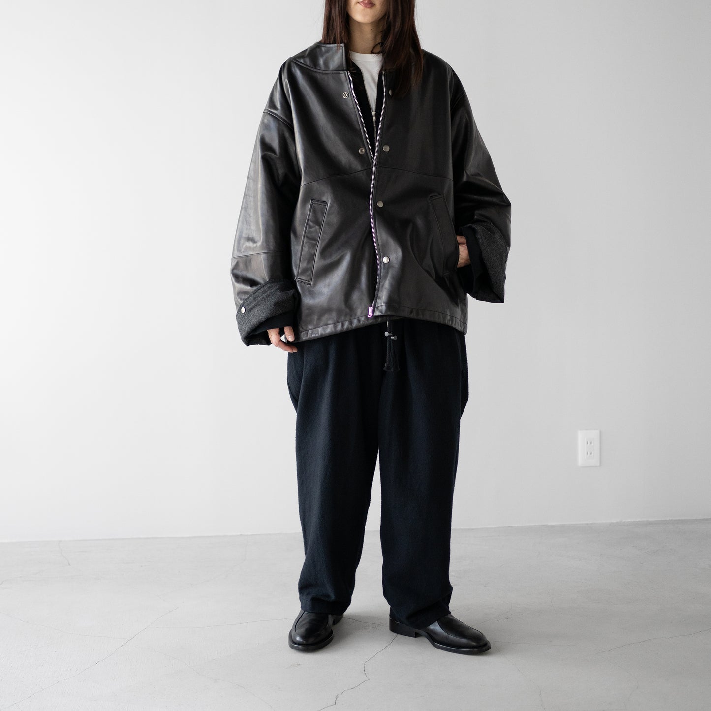 barbell object / leather ns jkt "black"