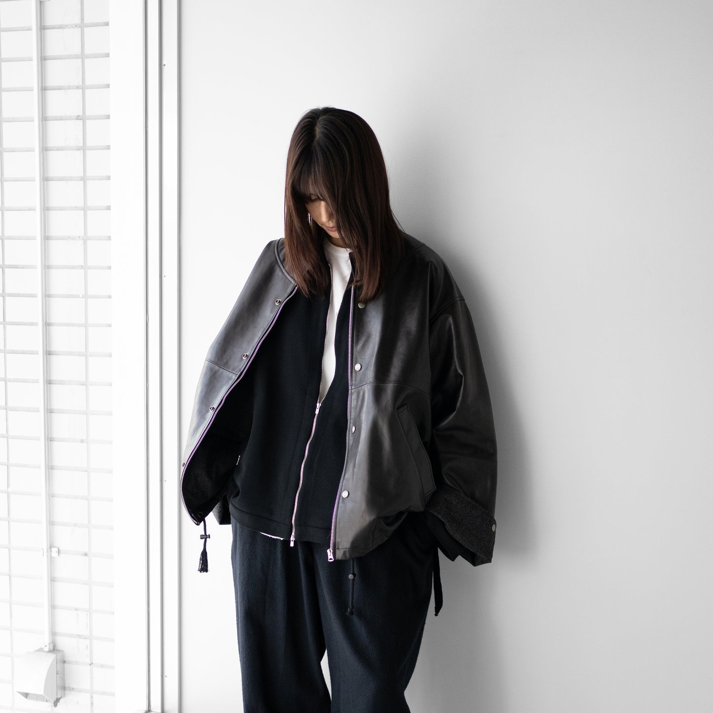 barbell object / leather ns jkt "black"