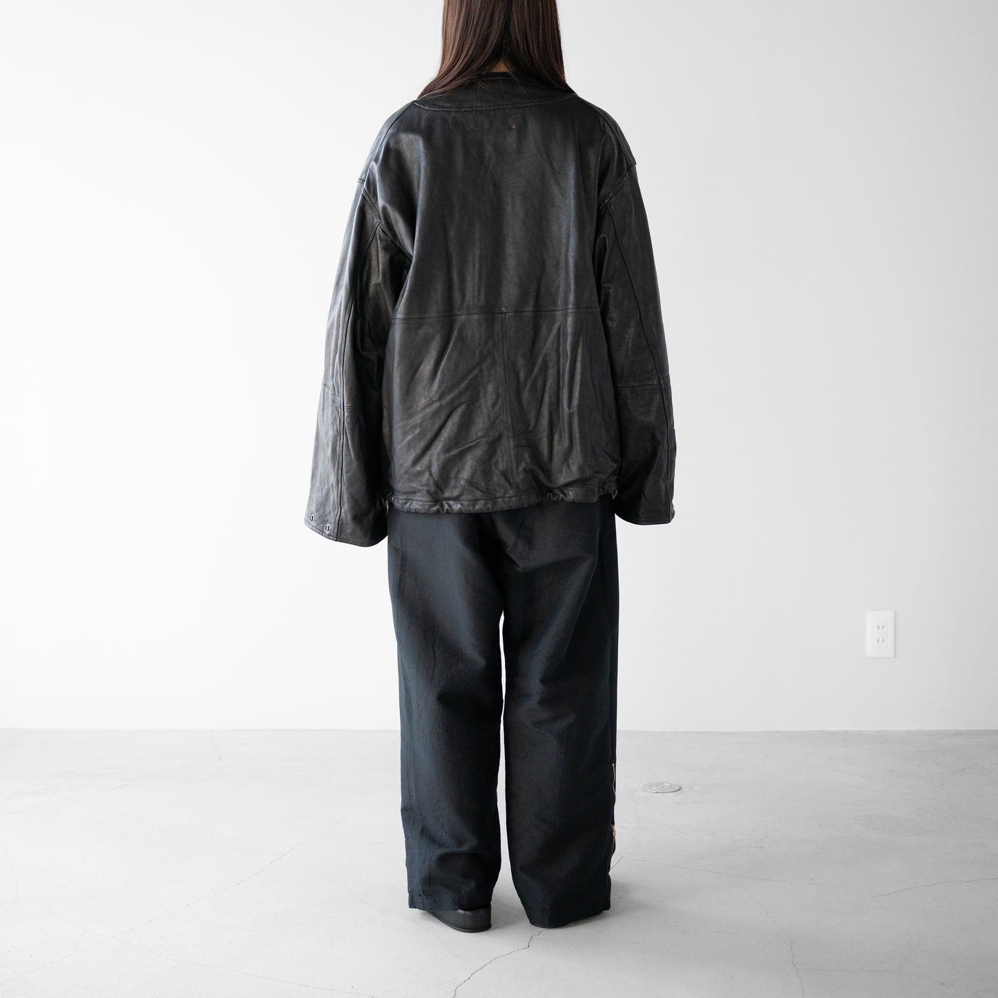 barbell object / leather ns jkt "fade black"