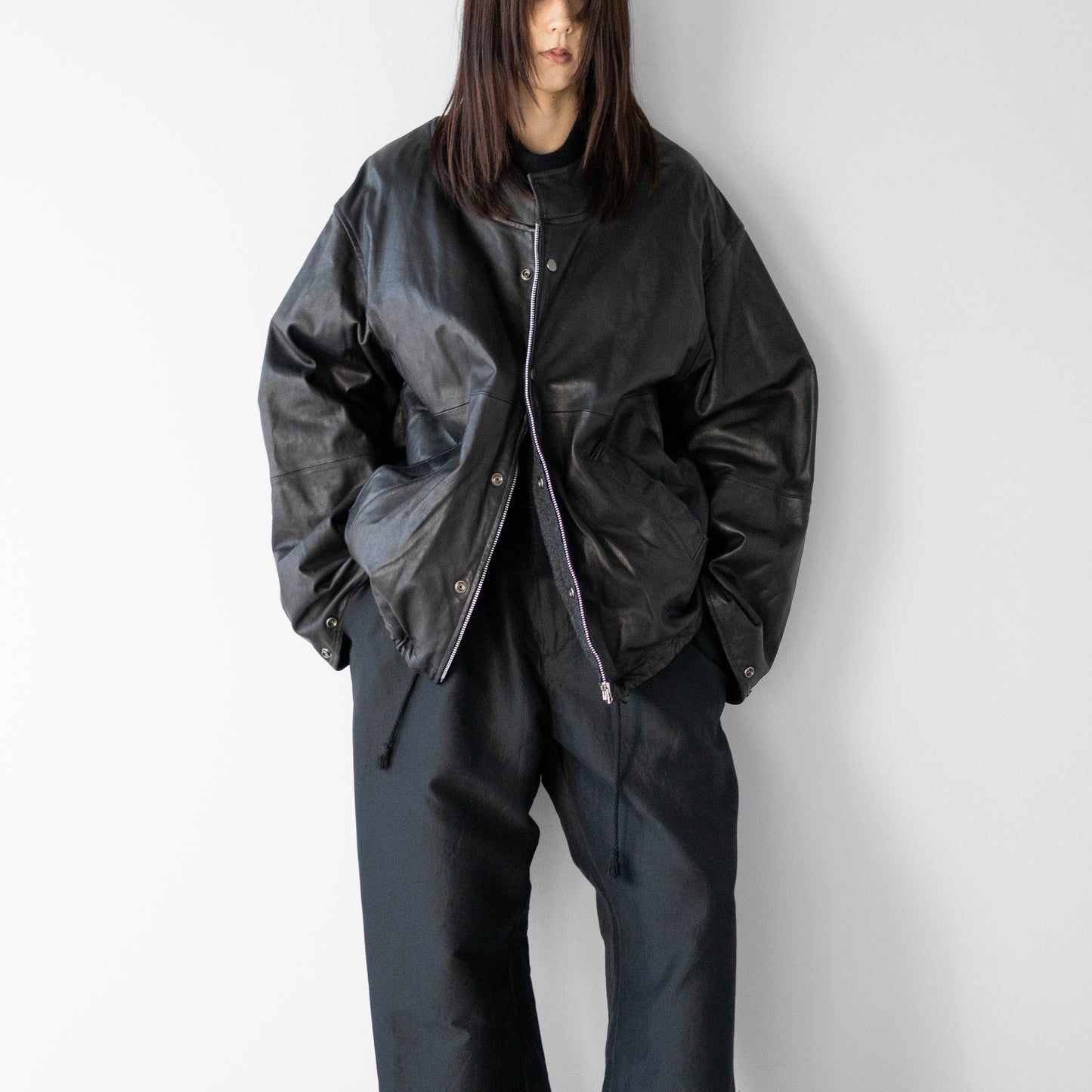 barbell object / leather ns jkt "fade black"