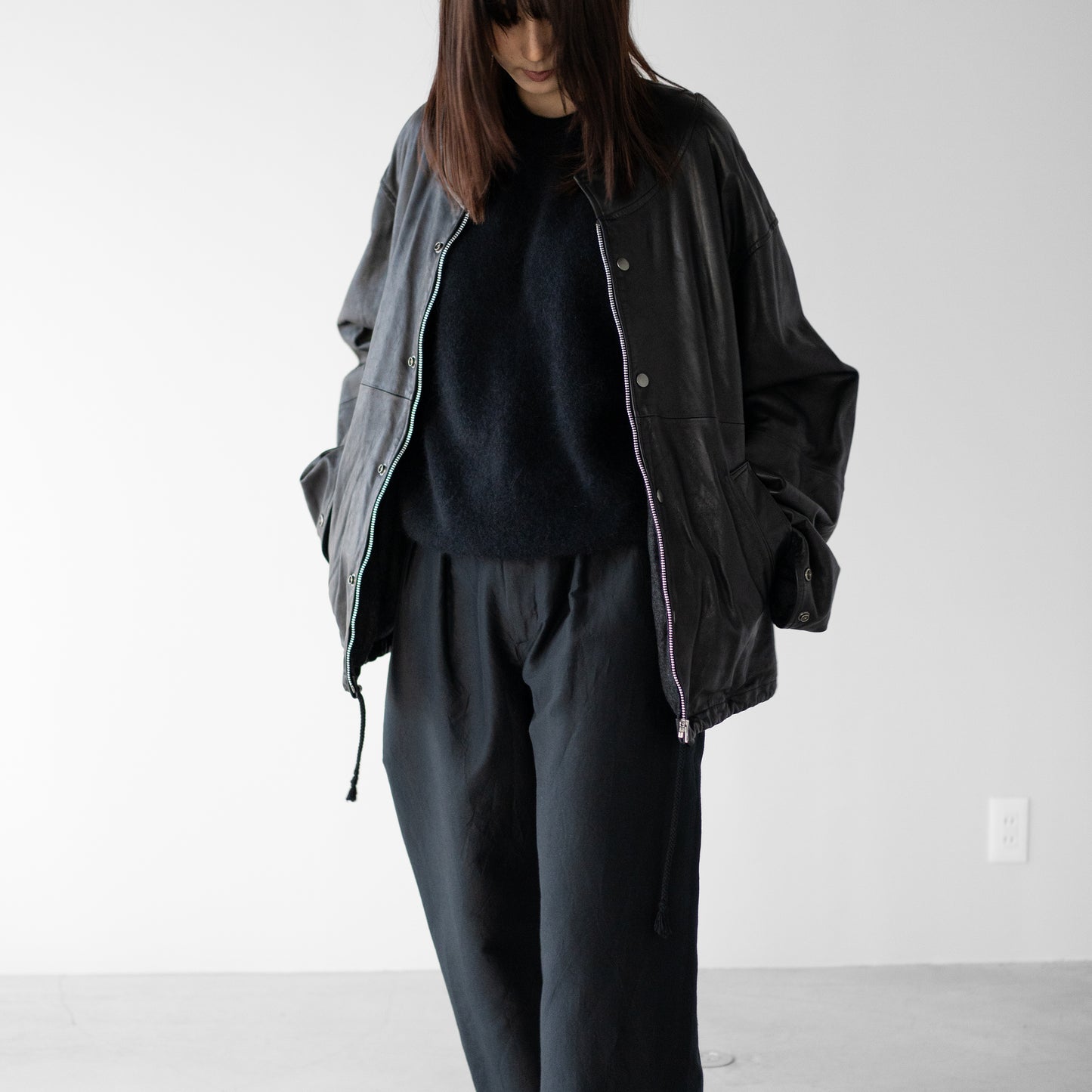 barbell object / leather ns jkt "fade black"