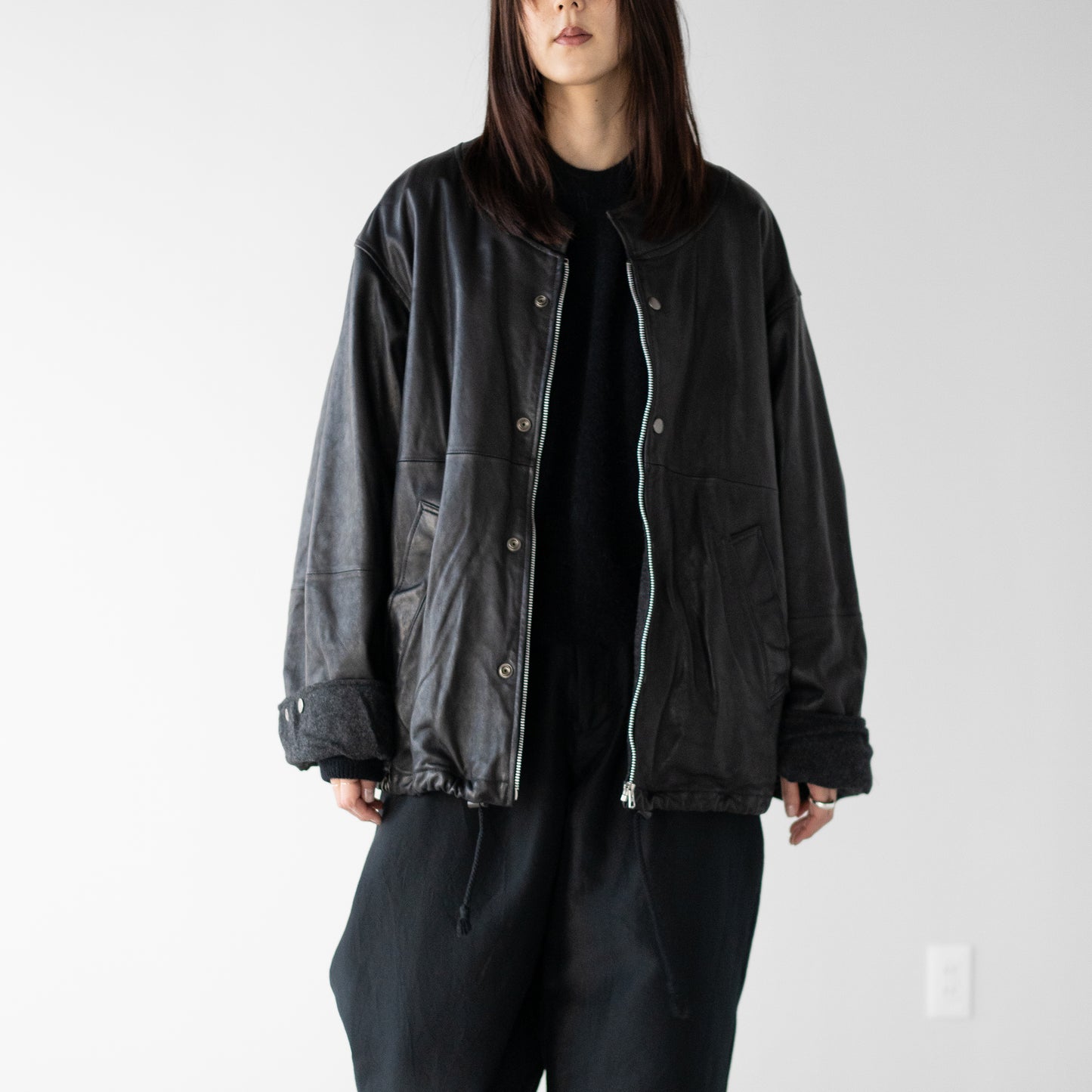 barbell object / leather ns jkt "fade black"