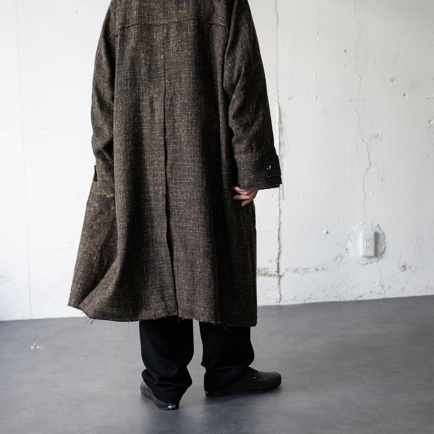 ANCELLM / TWEED COLLARLESS COAT "BROWN"