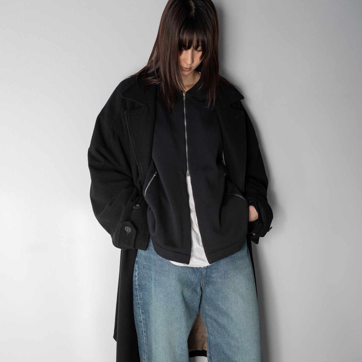 YASHIKI / -ex- Zip up knit blouson "BLACK"