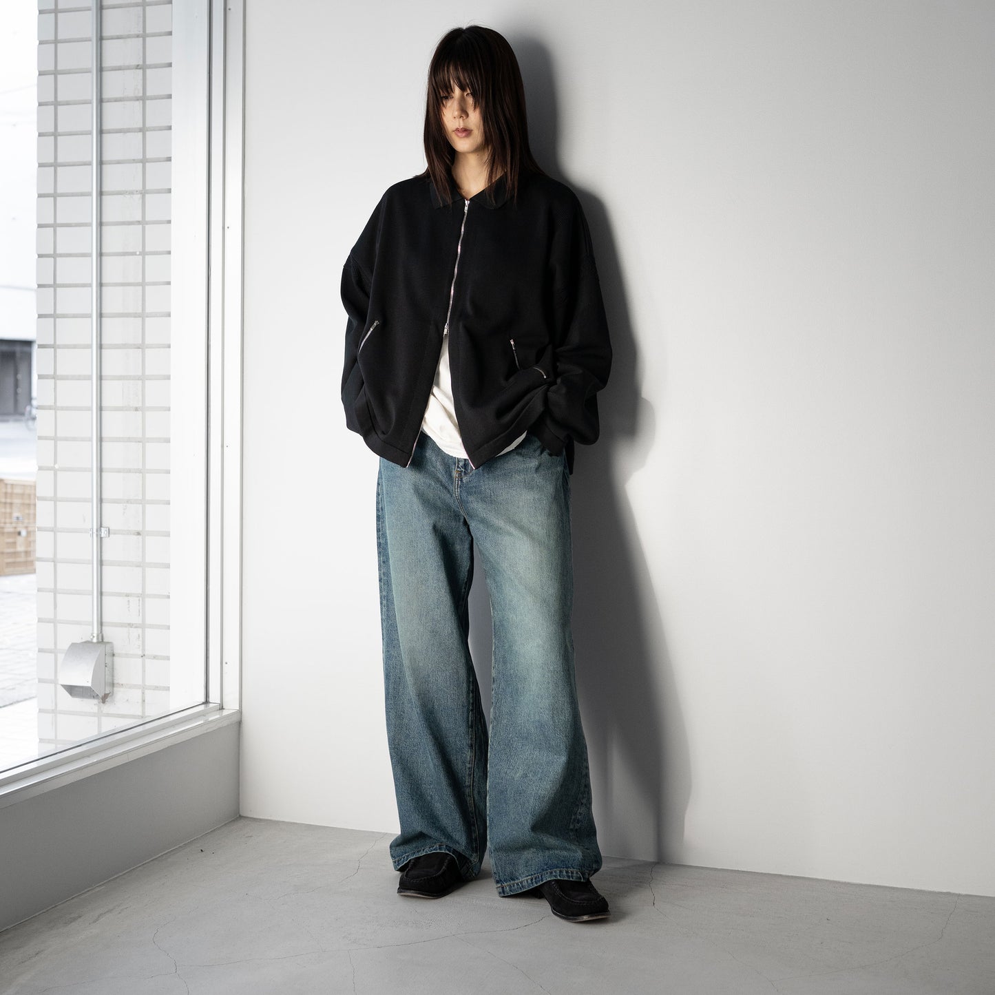 YASHIKI / -ex- Zip up knit blouson "BLACK"