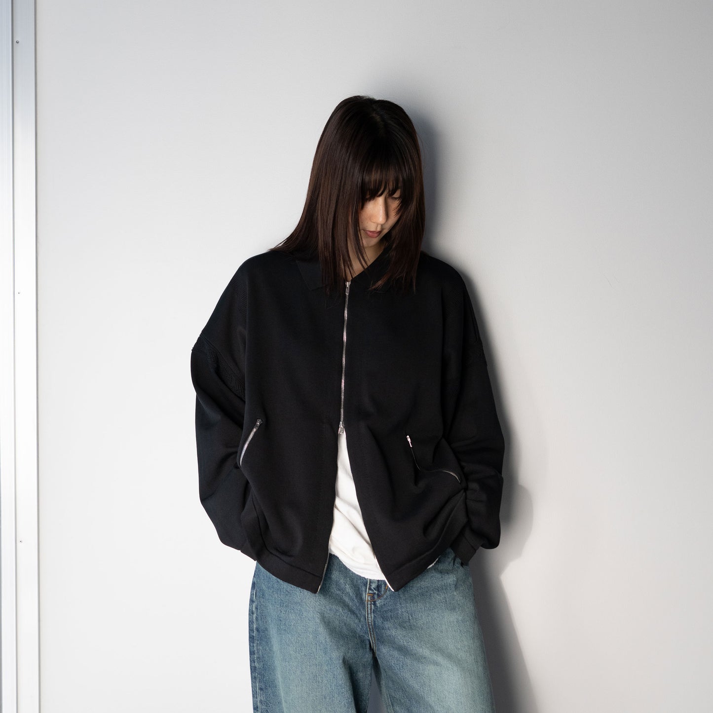 YASHIKI / -ex- Zip up knit blouson "BLACK"