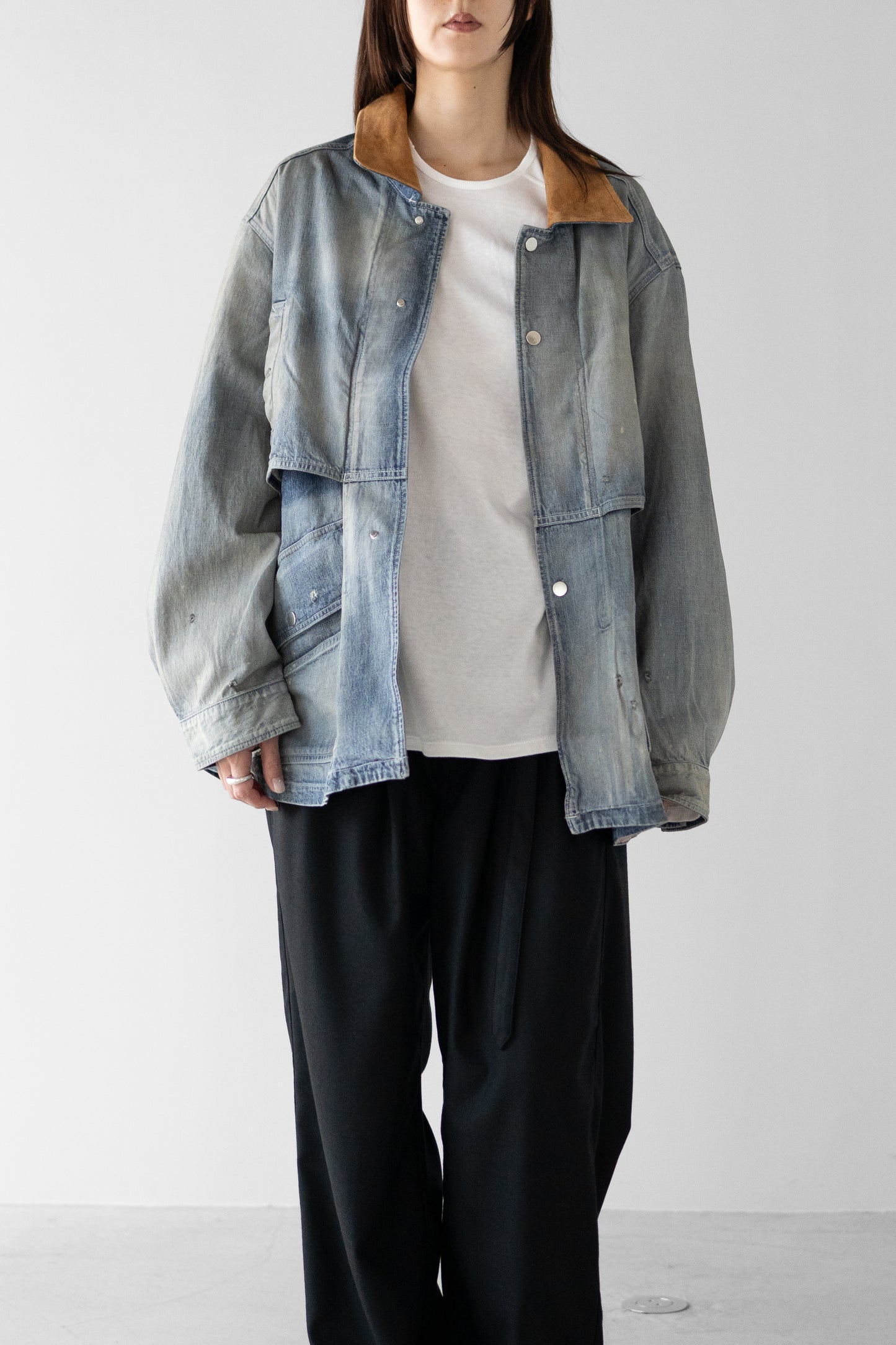 ANCELLM / AGING DENIM HALF JACKET "INDIGO"