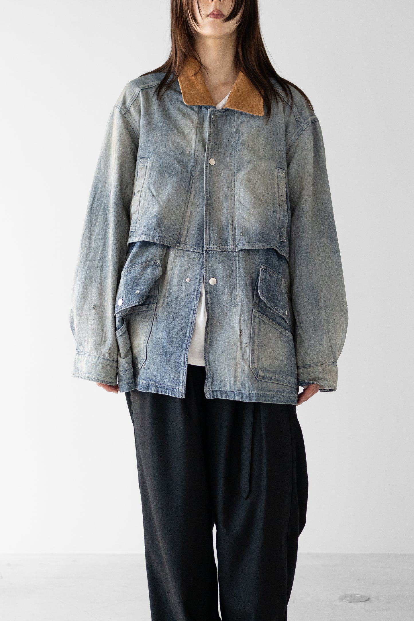 ANCELLM / AGING DENIM HALF JACKET "INDIGO"