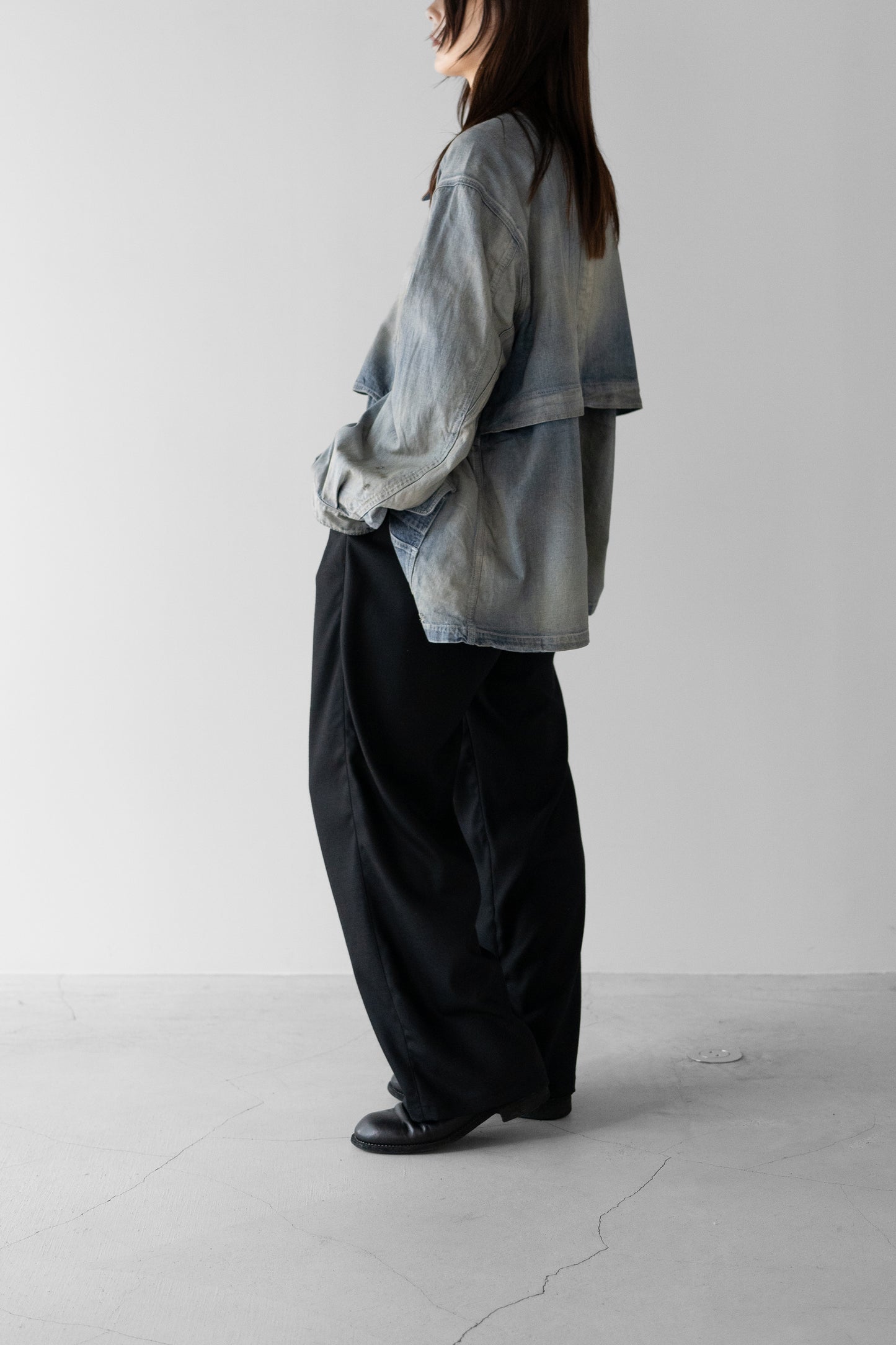 ANCELLM / AGING DENIM HALF JACKET "INDIGO"