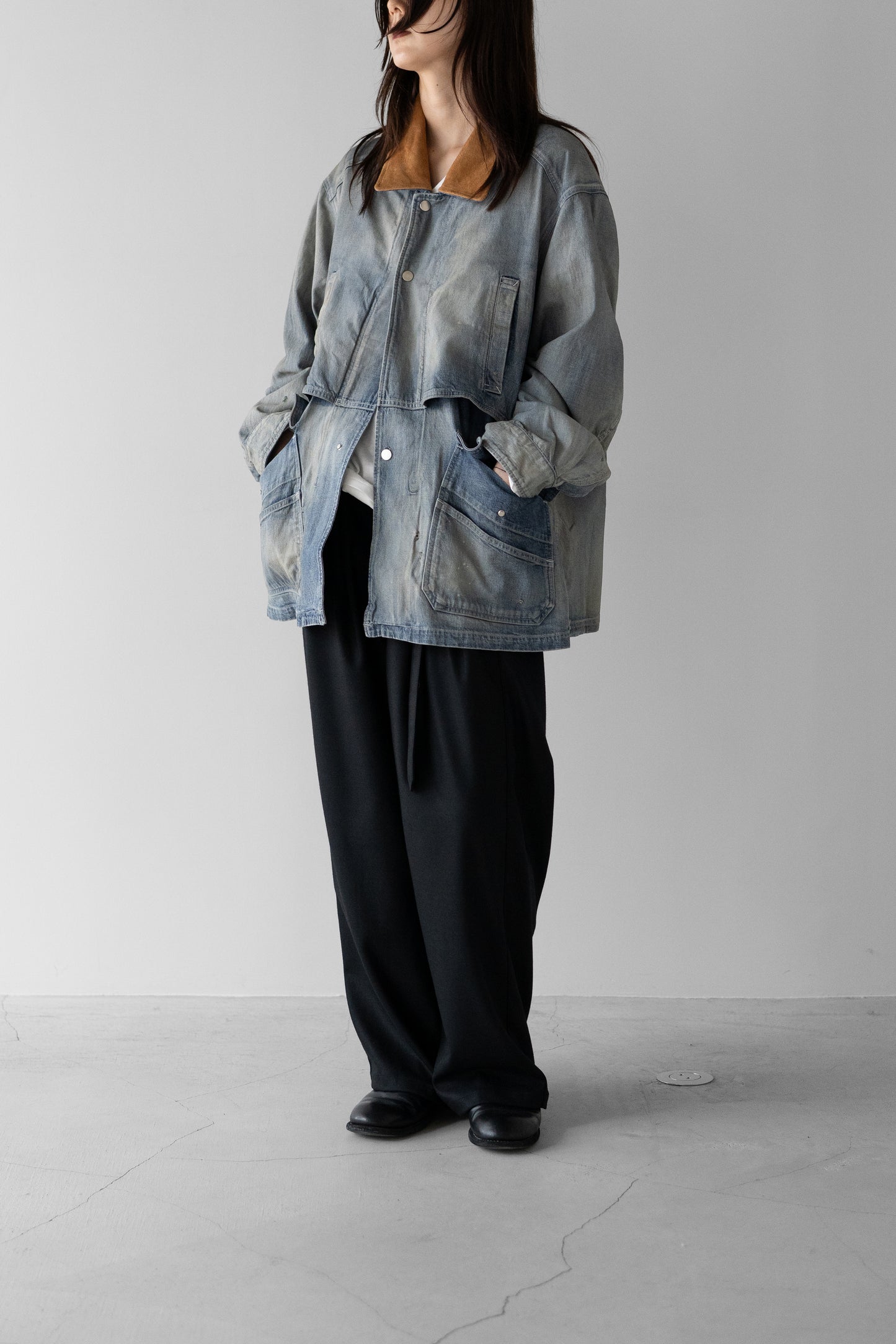 ANCELLM / AGING DENIM HALF JACKET "INDIGO"