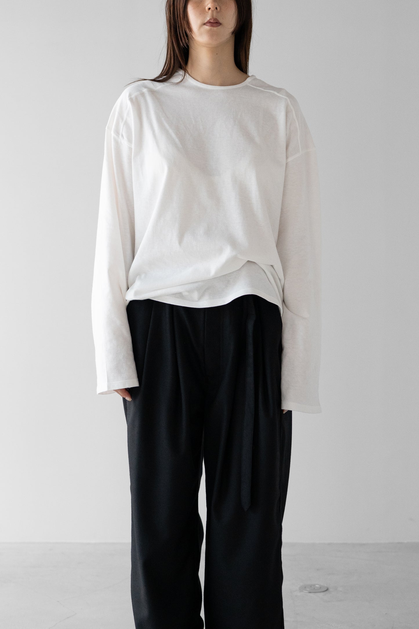 ANCELLM / C/R LS T-SHIRT "WHITE"