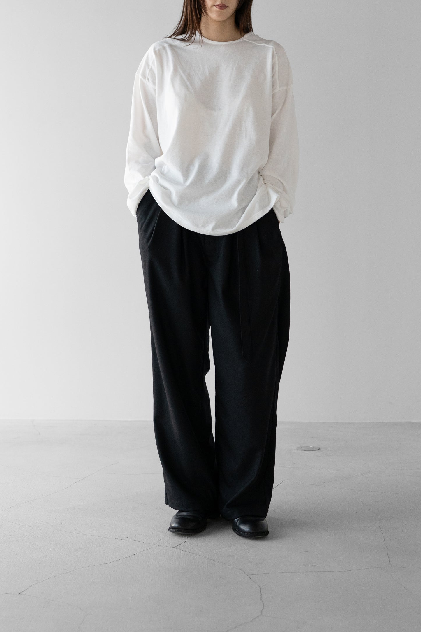 ANCELLM / C/R LS T-SHIRT "WHITE"