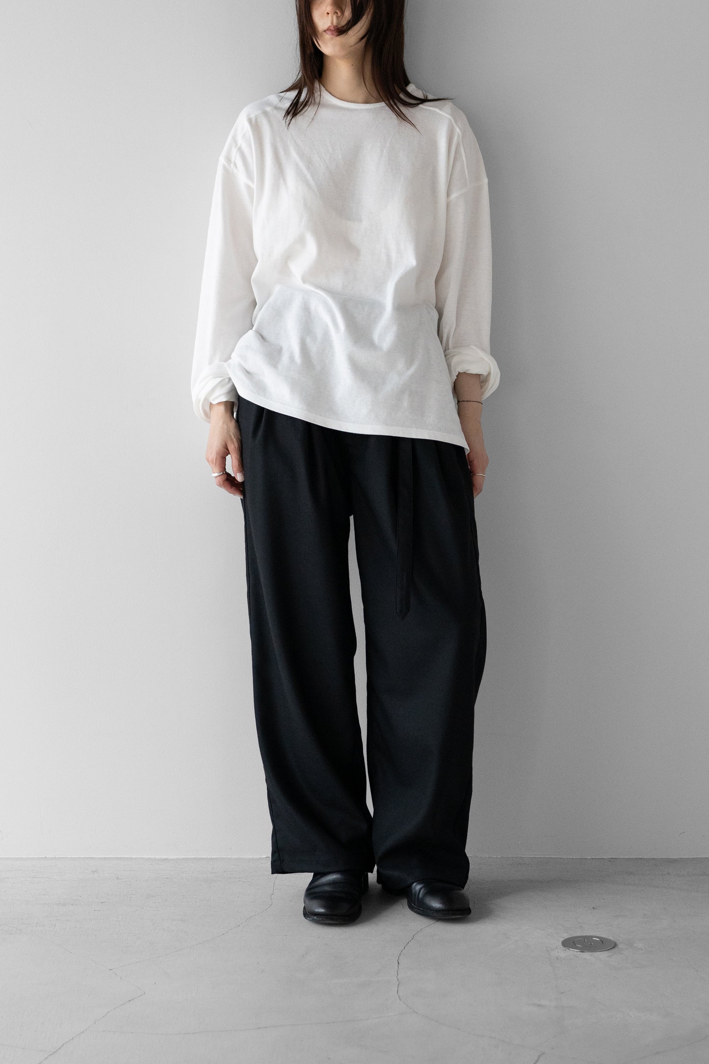 ANCELLM / C/R LS T-SHIRT "WHITE"
