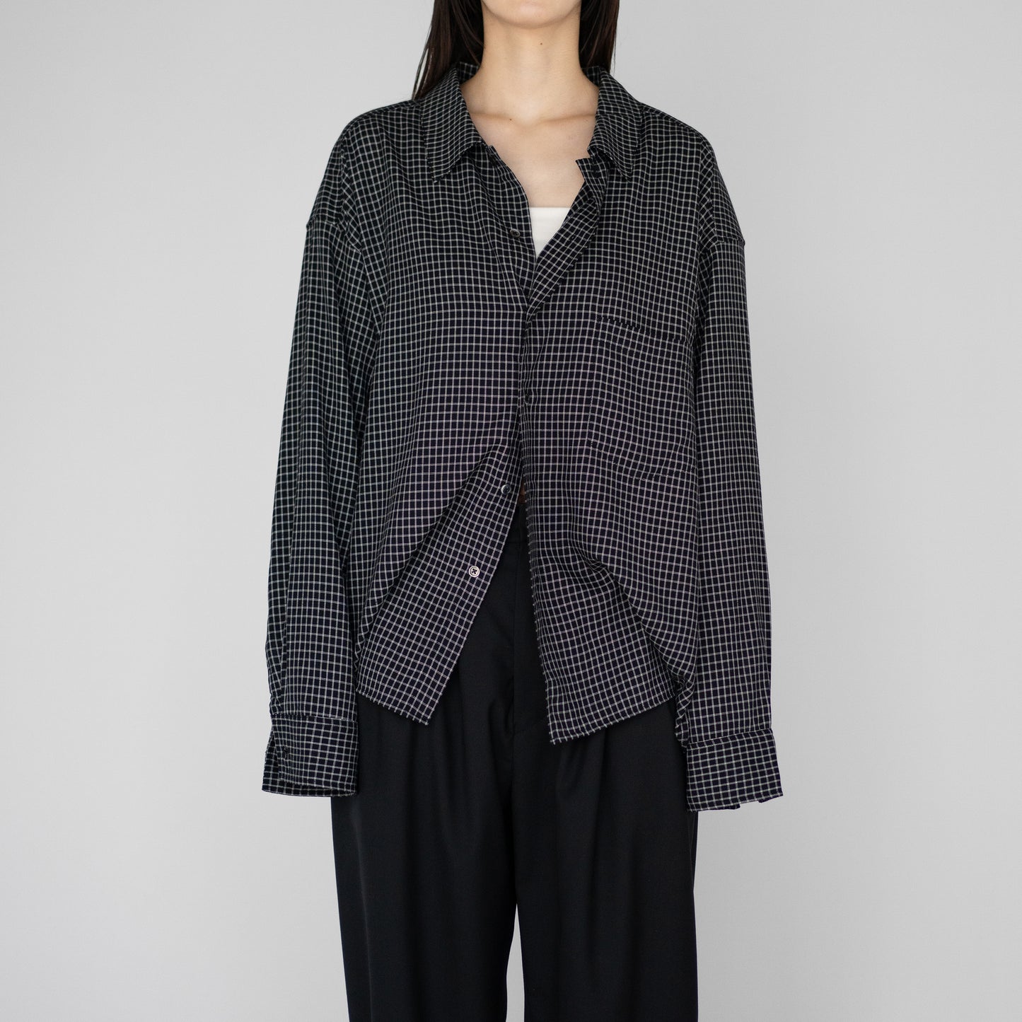 Afiit / RAYON CHECK SHIRT "BLACK"
