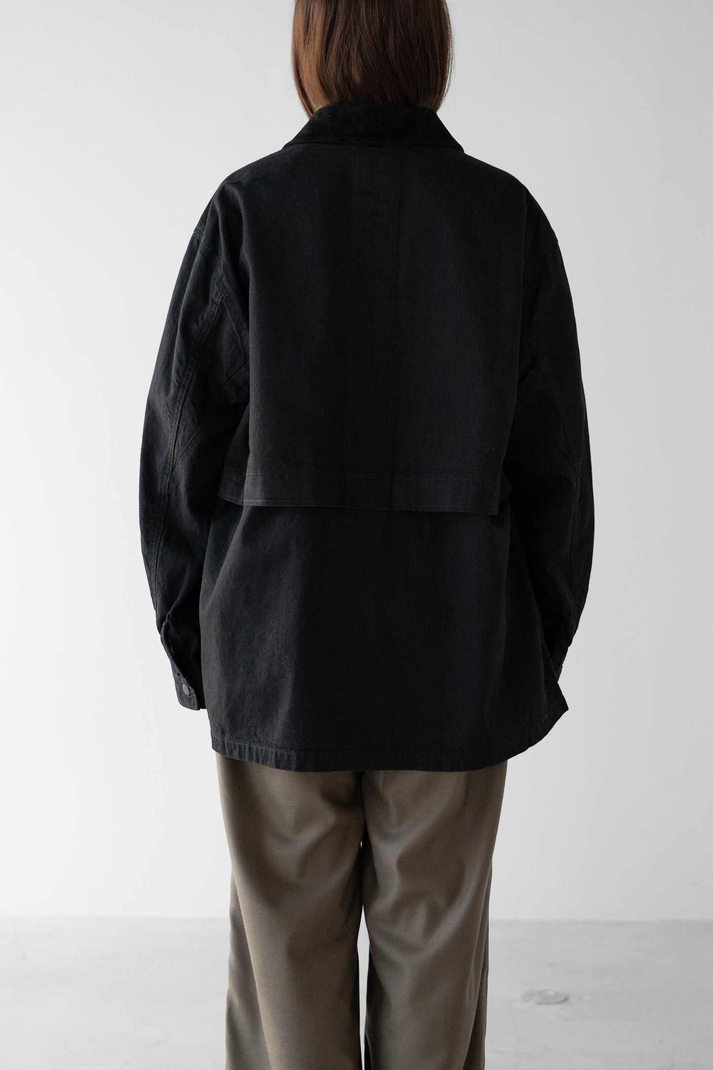 ANCELLM / AGING DENIM HALF JACKET "BLACK"