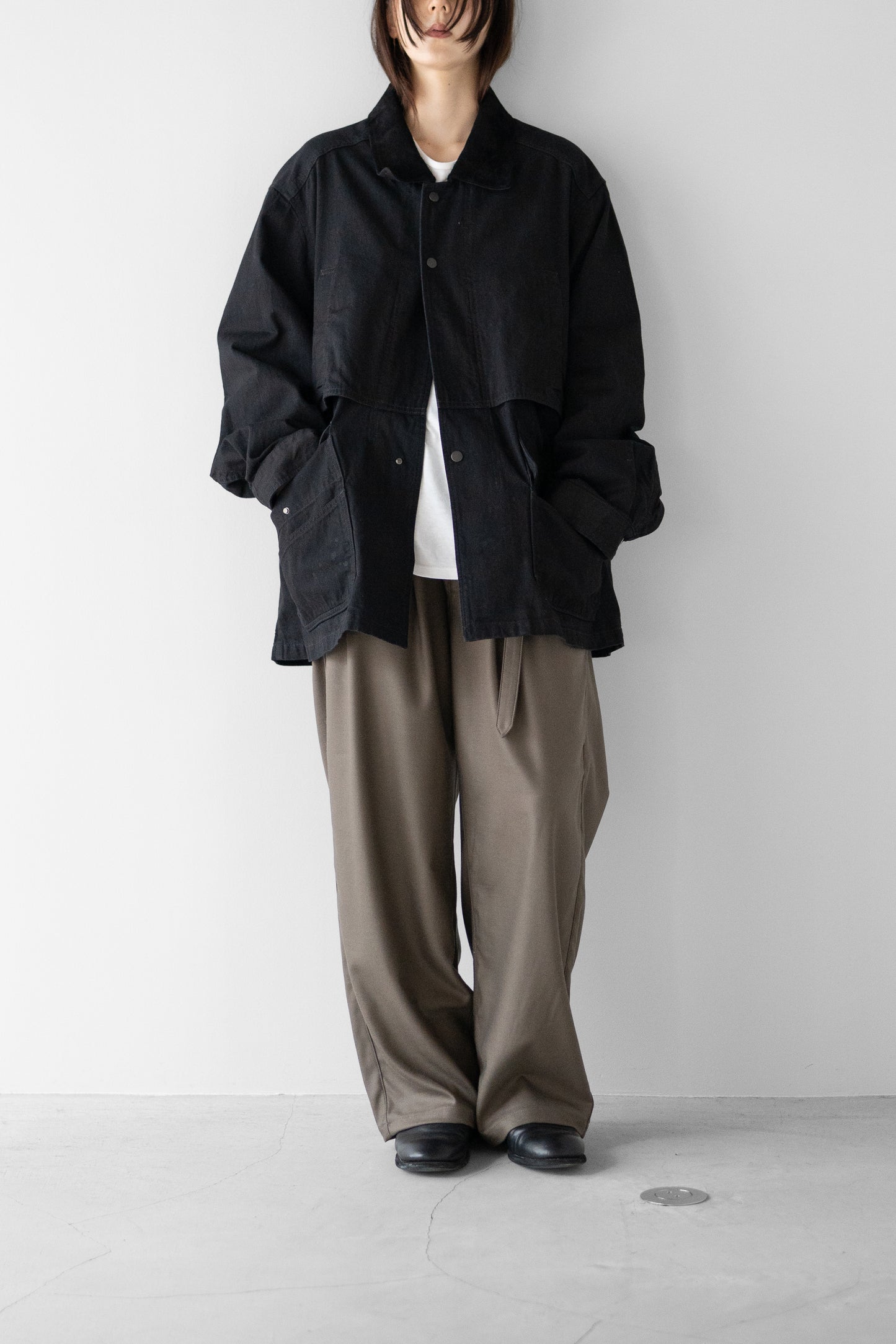ANCELLM / AGING DENIM HALF JACKET "BLACK"