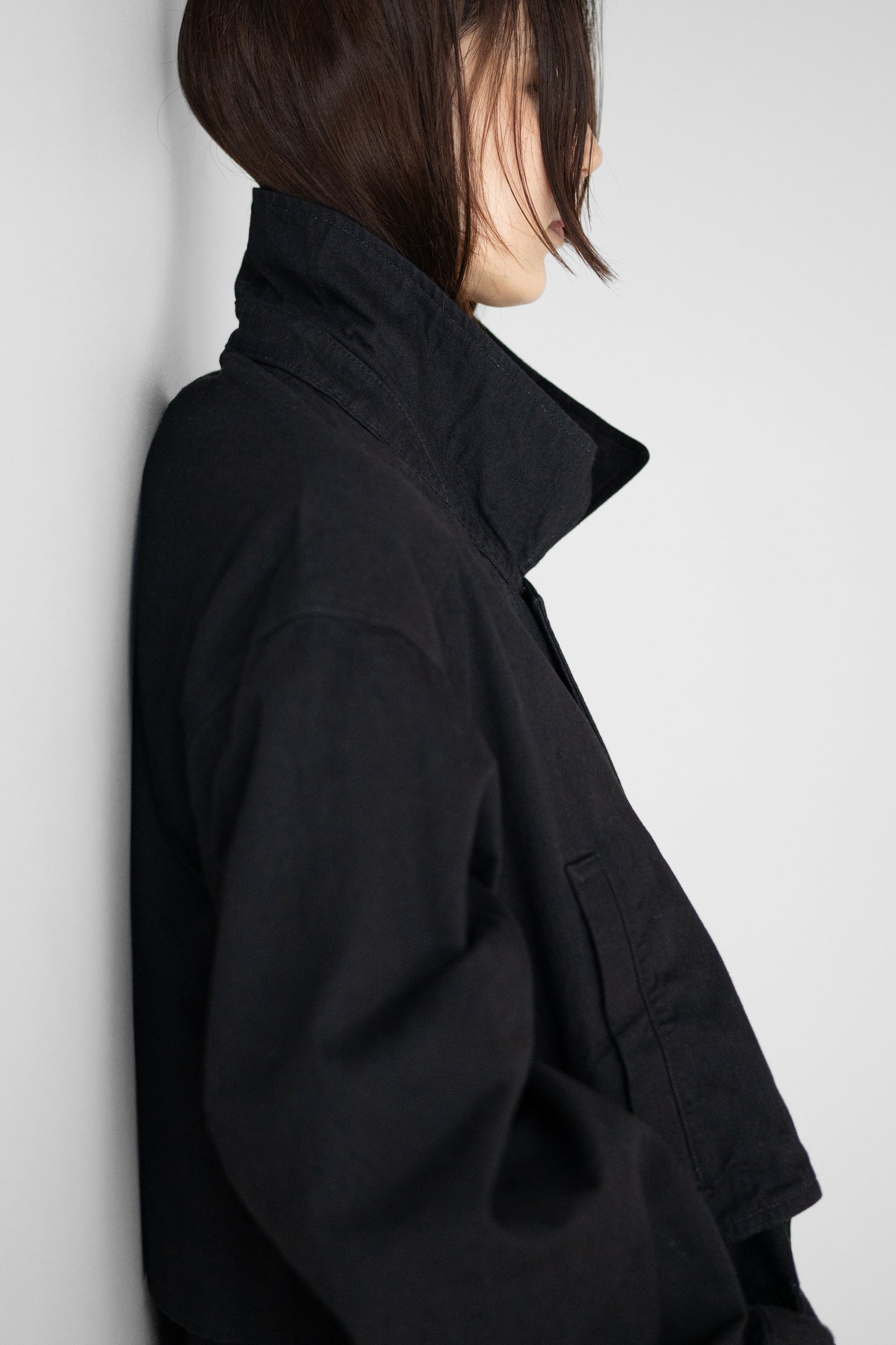 ANCELLM / AGING DENIM HALF JACKET "BLACK"