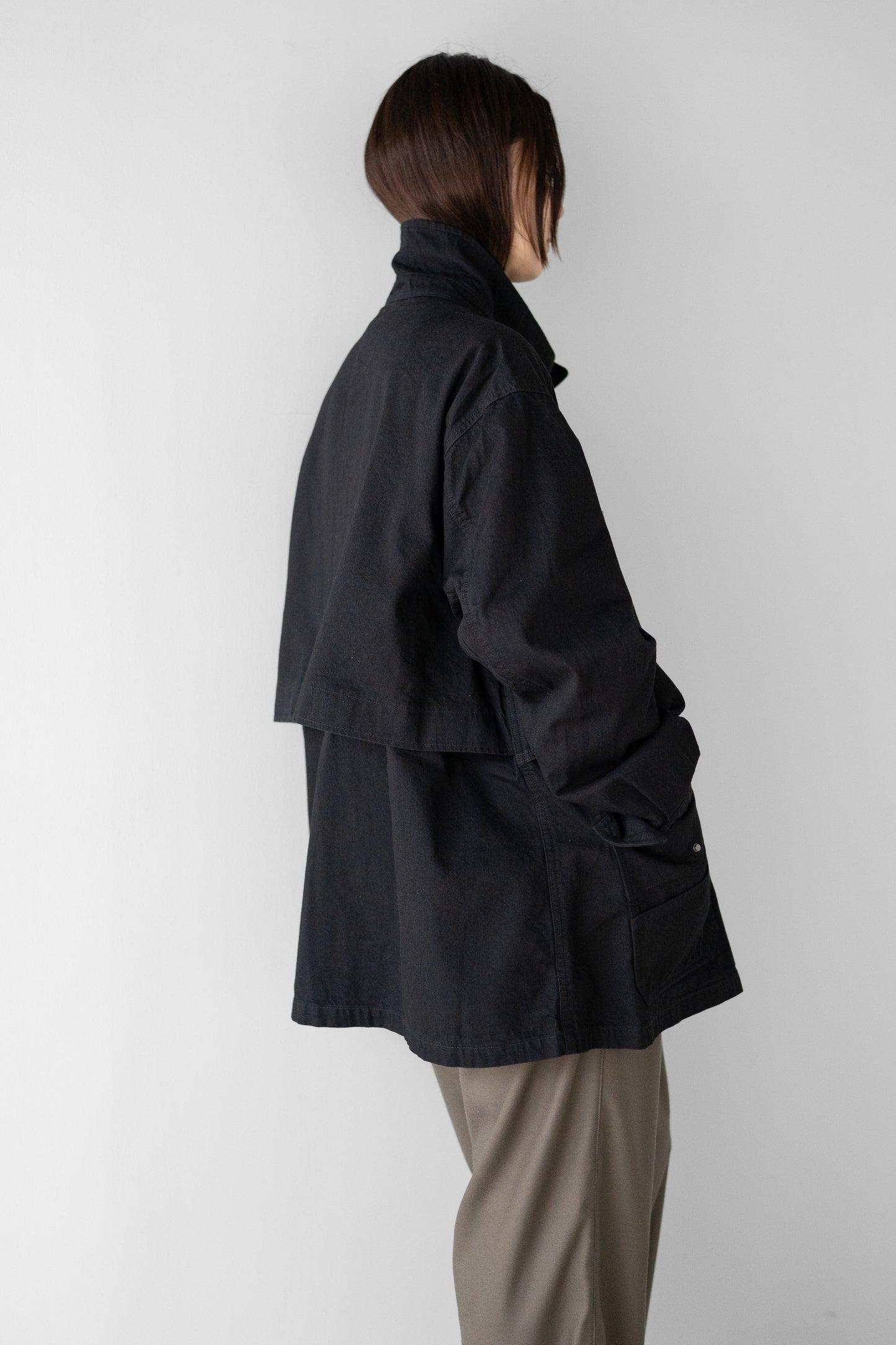 ANCELLM / AGING DENIM HALF JACKET "BLACK"