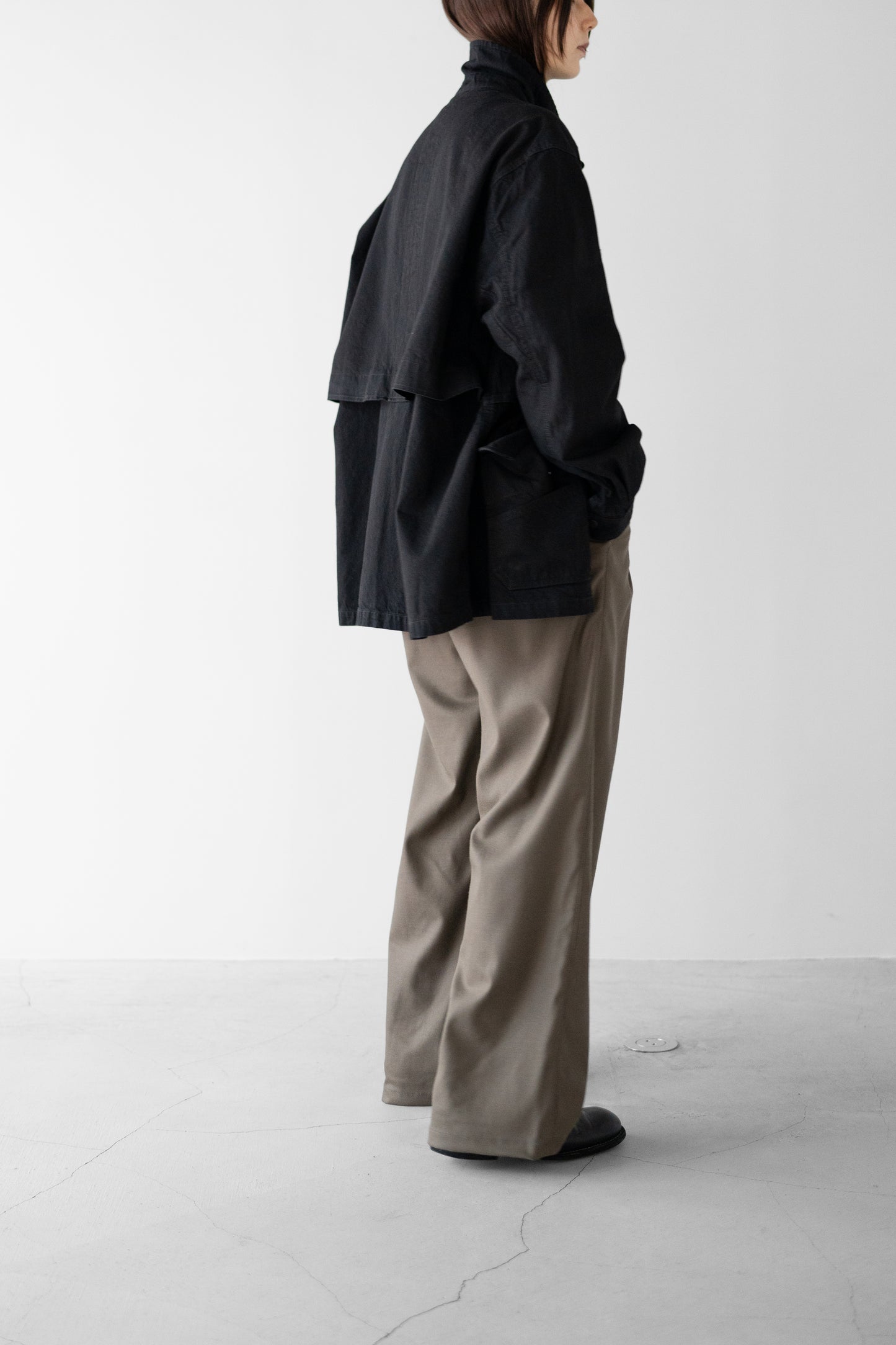 ANCELLM / AGING DENIM HALF JACKET "BLACK"
