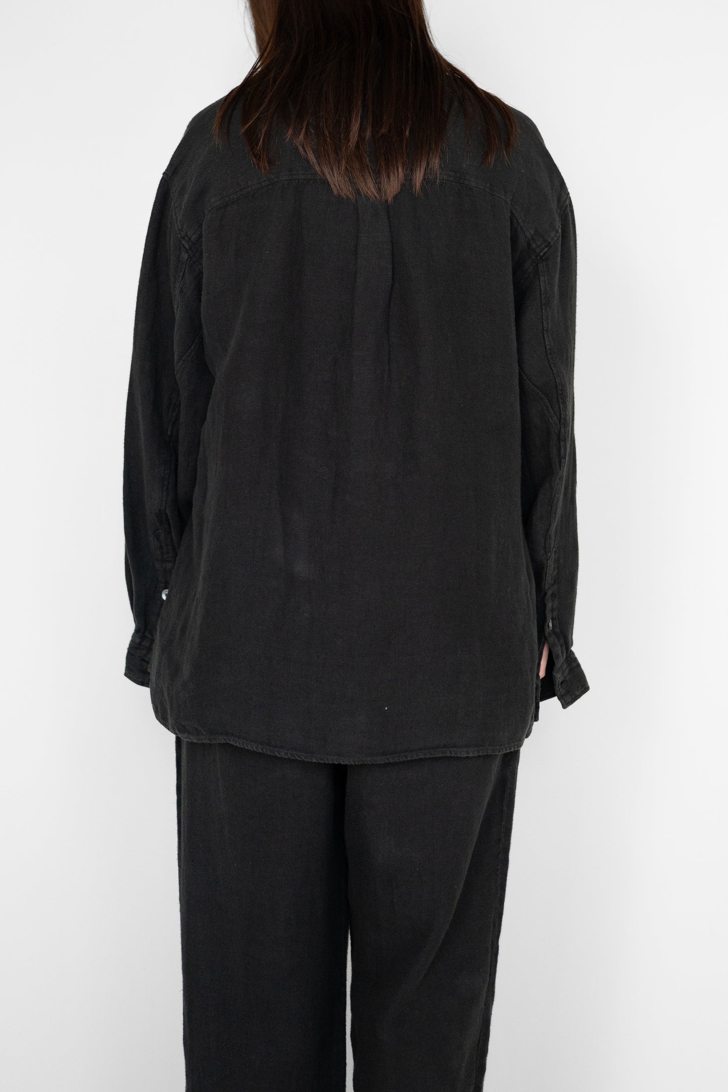 ANCELLM / LINEN OVER SHIRT "BLACK"