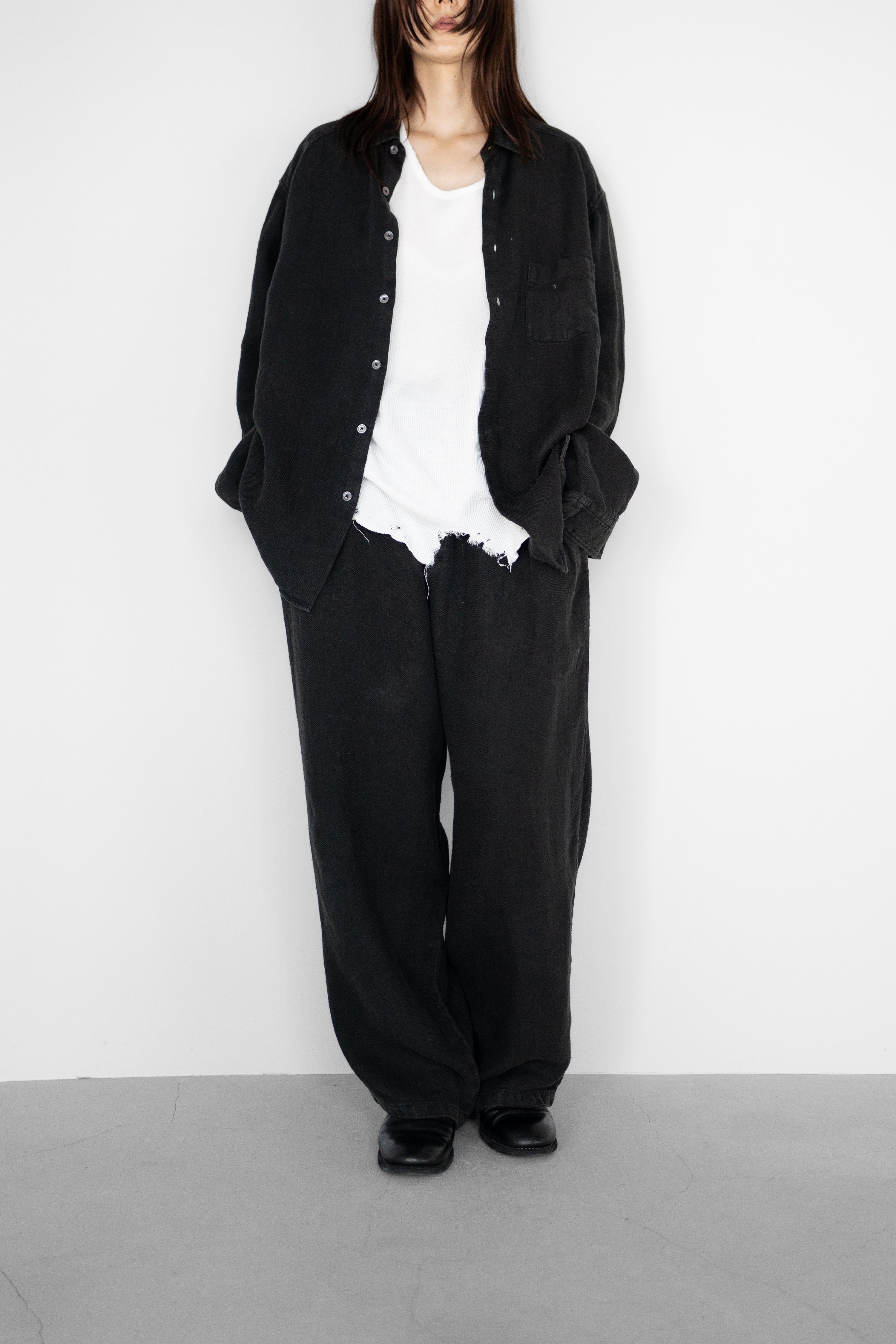 スラックス ANCELLM BELTED LINEN TUCK SLACKS ANCELLM(アンセルム) / BELTED LINEN TUCK SLACKS 