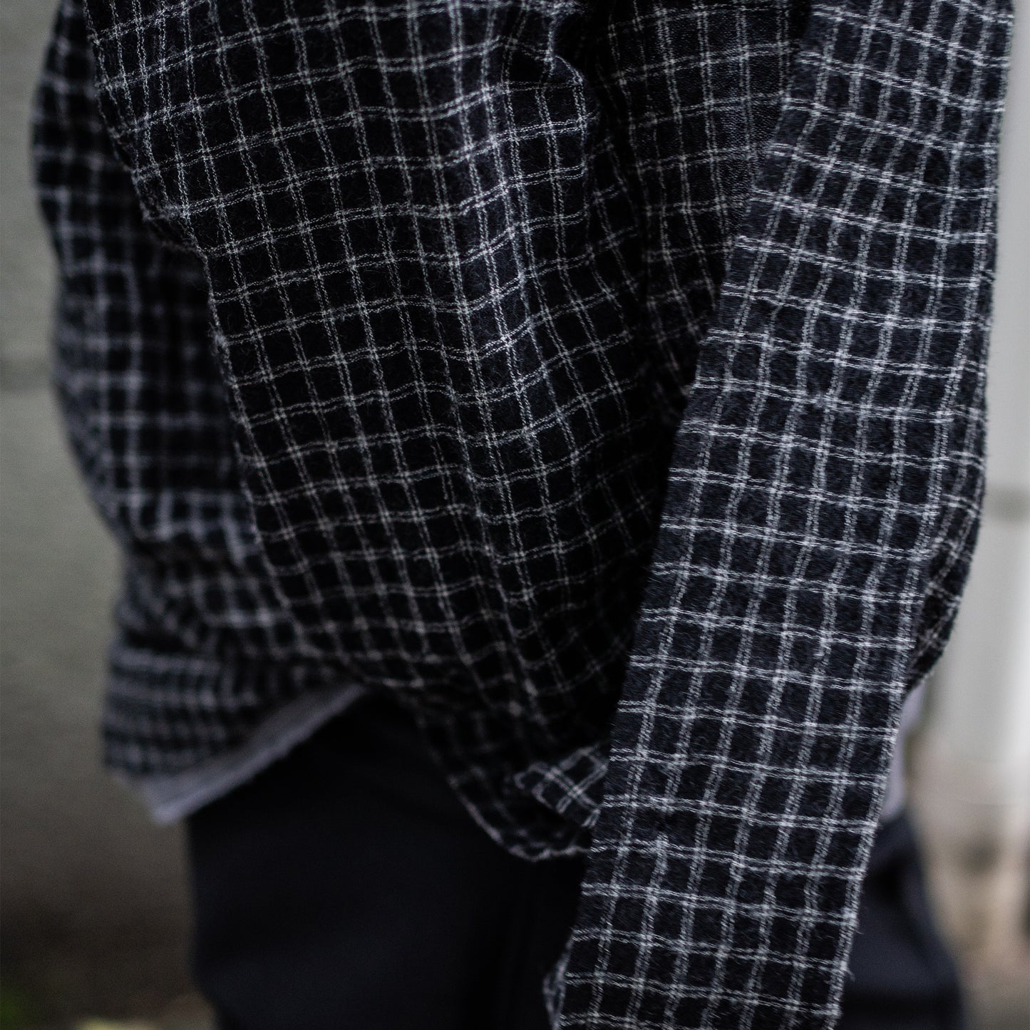 ENCOMING/ OPEN COLLAR SHIRT "BLACK/CHECK"