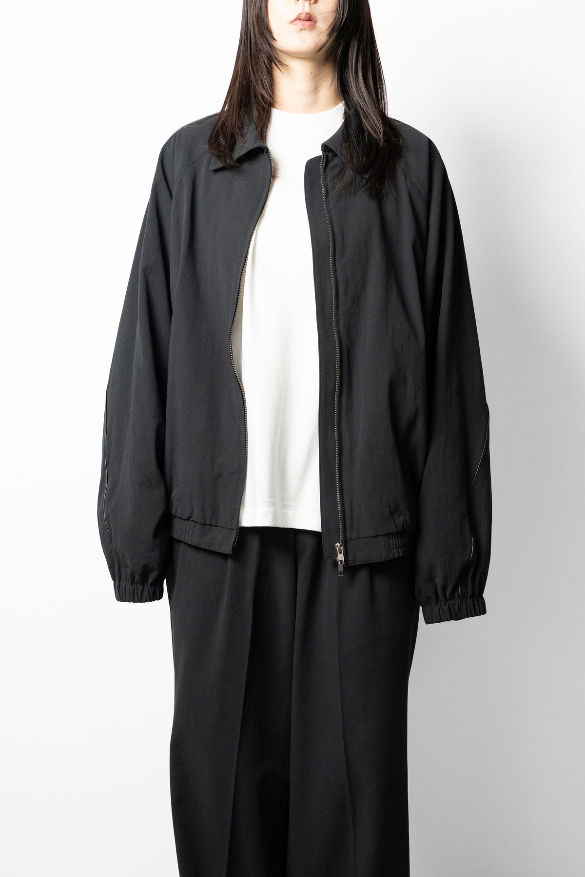 Antwort / LEATHER PIPED COTTON GABARDINE JACKET "BLACK"