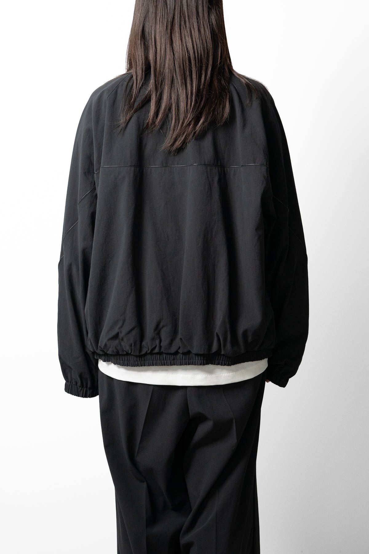 Antwort / LEATHER PIPED COTTON GABARDINE JACKET "BLACK"