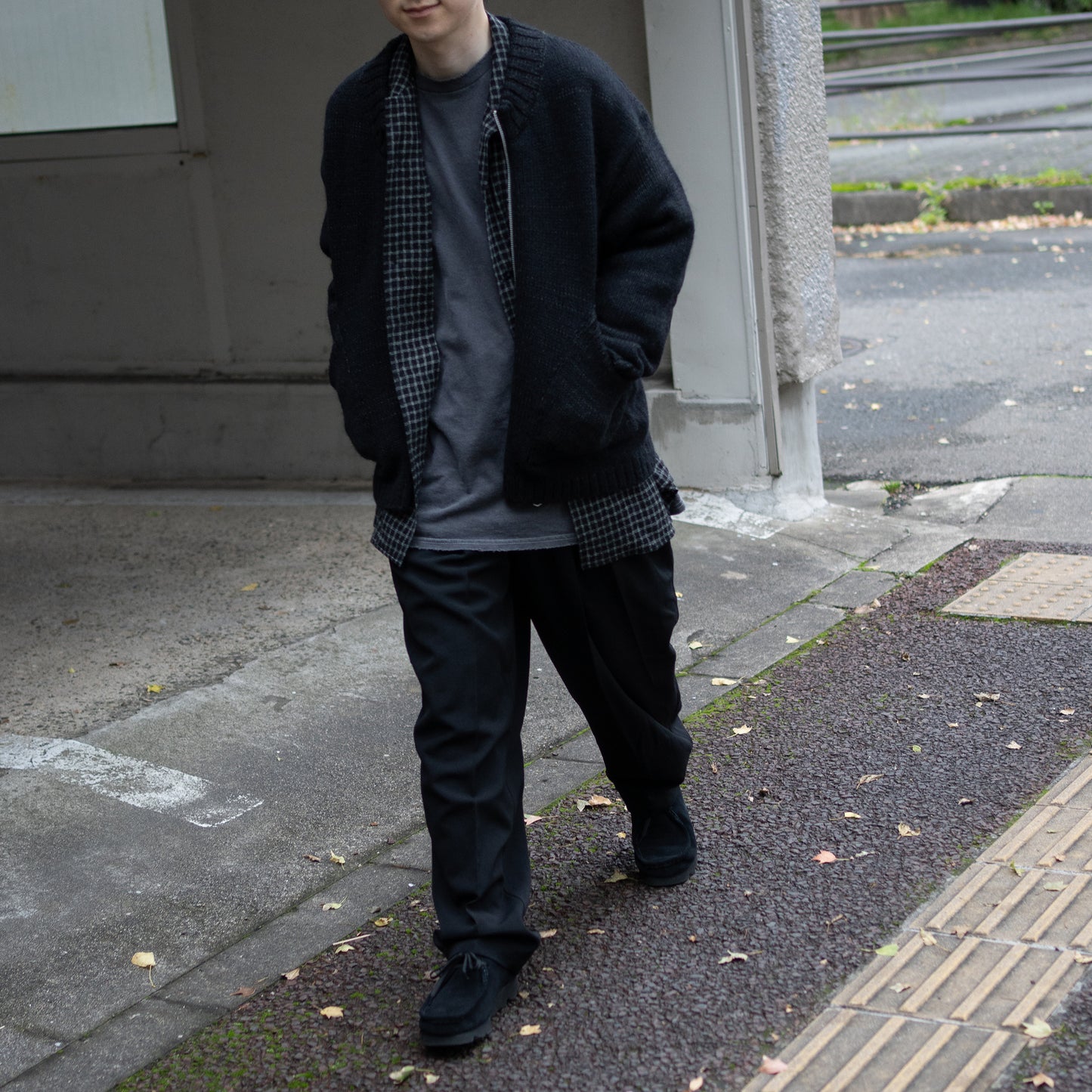 ENCOMING/ KNITTED TWO POCKET BLOUSON "BLACK"