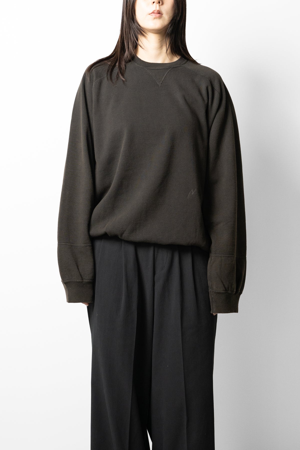 ANCELLM / FLEECE-LINED SWEAT SHIRT "BLACK"