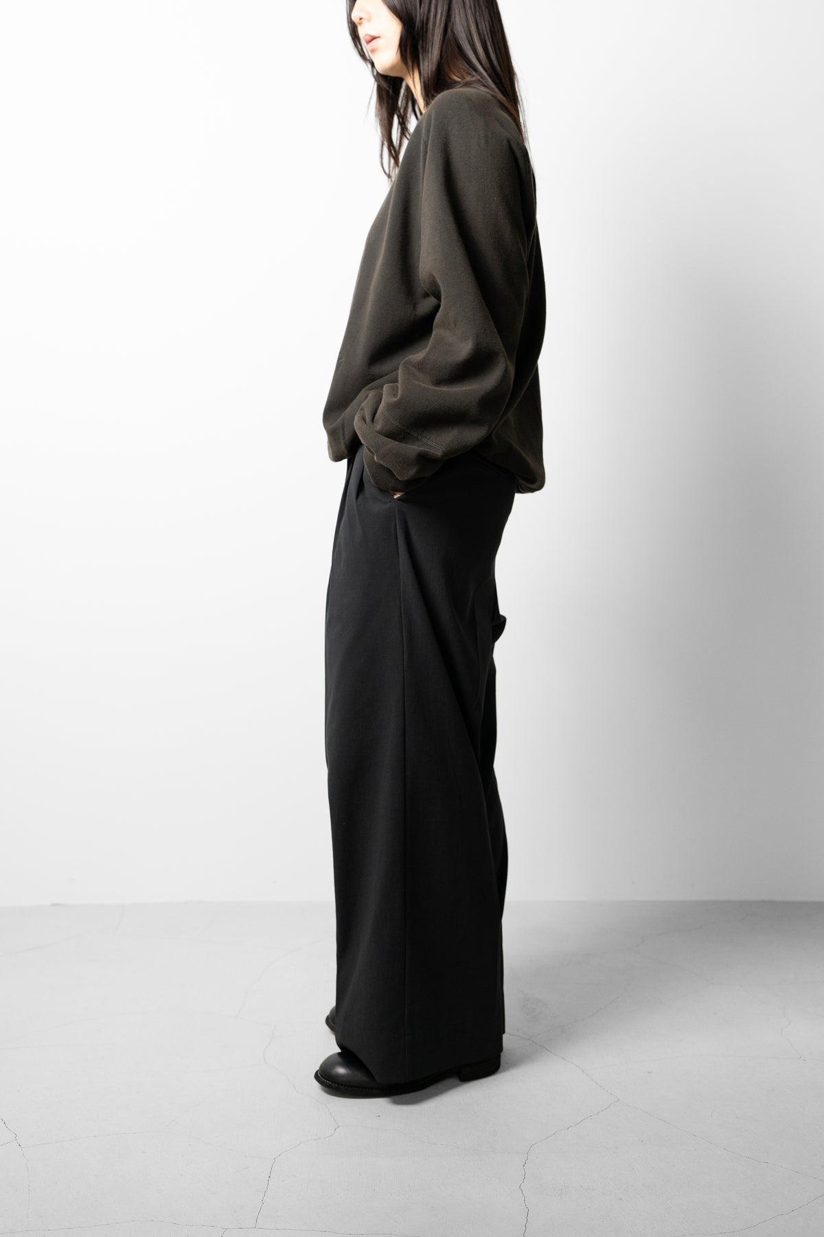 ANCELLM / FLEECE-LINED SWEAT SHIRT "BLACK"