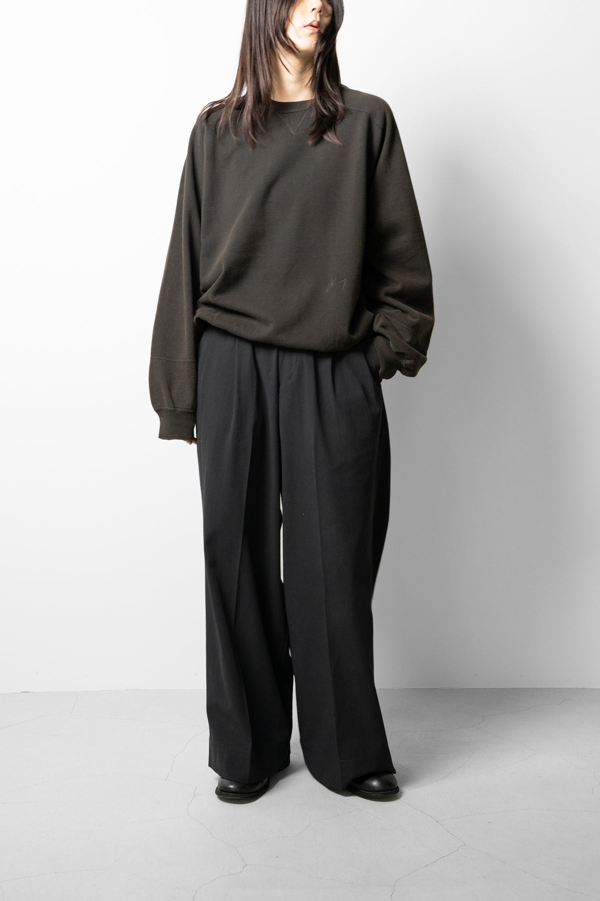 ANCELLM / FLEECE-LINED SWEAT SHIRT "BLACK"