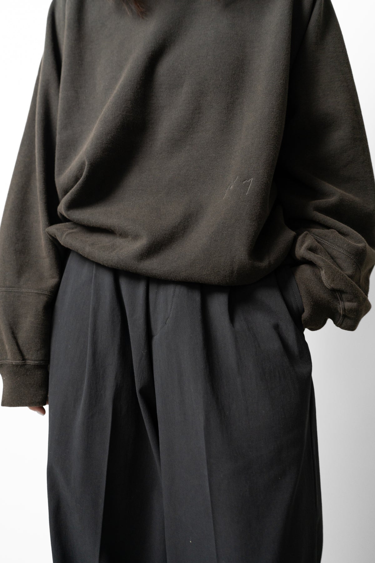 ANCELLM / FLEECE-LINED SWEAT SHIRT "BLACK"