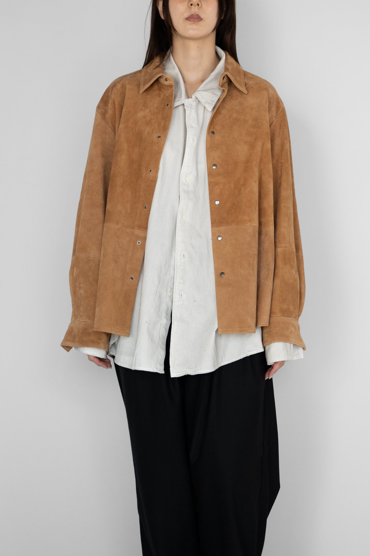 ANCELLM / GEEP LEATHER OVER SHIRT "CAMEL"