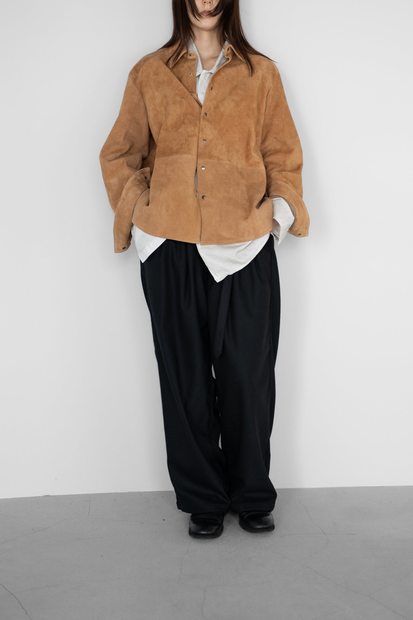 ANCELLM / GEEP LEATHER OVER SHIRT "CAMEL"