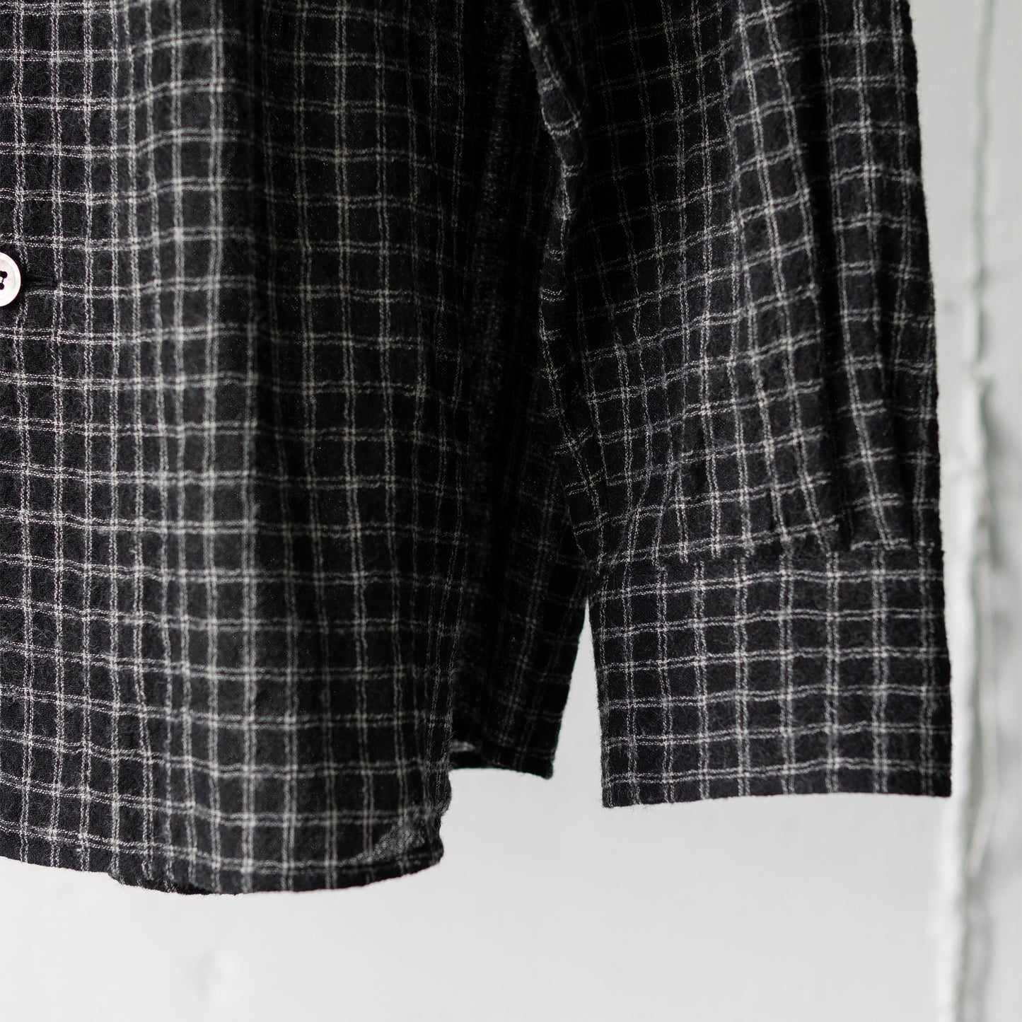 ENCOMING/ OPEN COLLAR SHIRT "BLACK/CHECK"